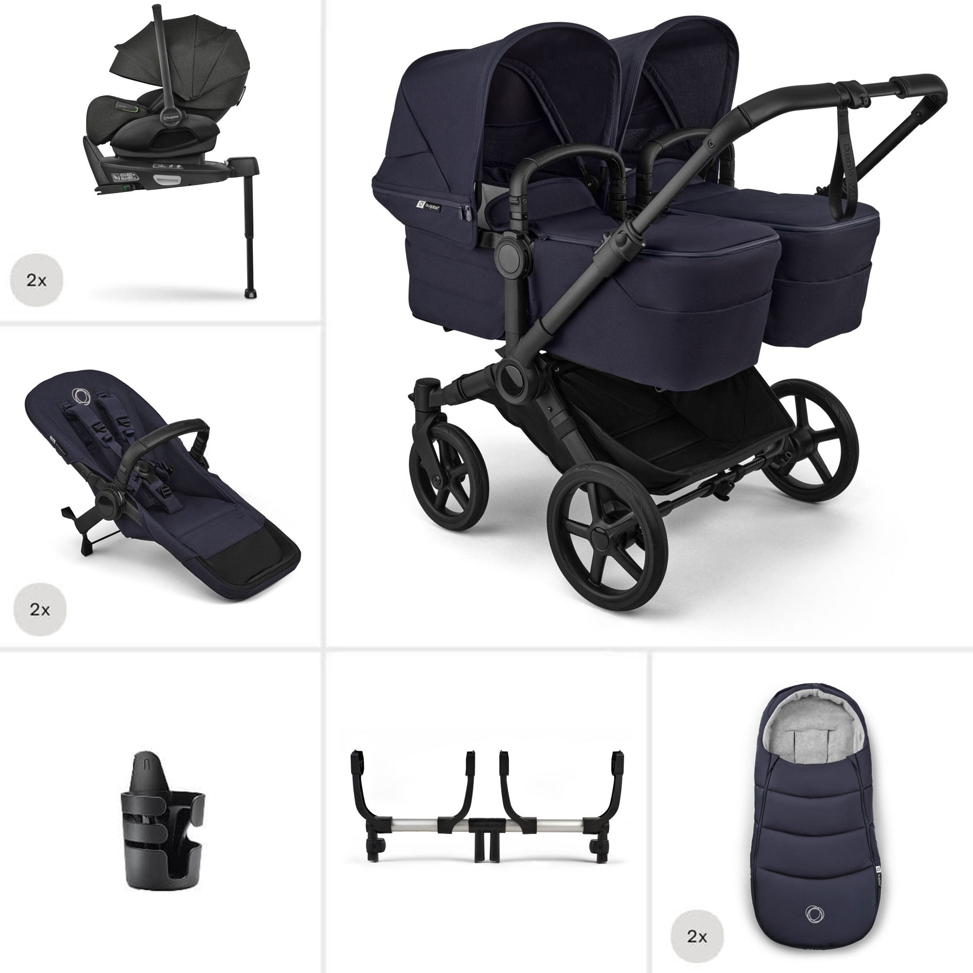 Bugaboo Donkey 6 Twin Ultimate Newborn Bundle in Deep Indigo