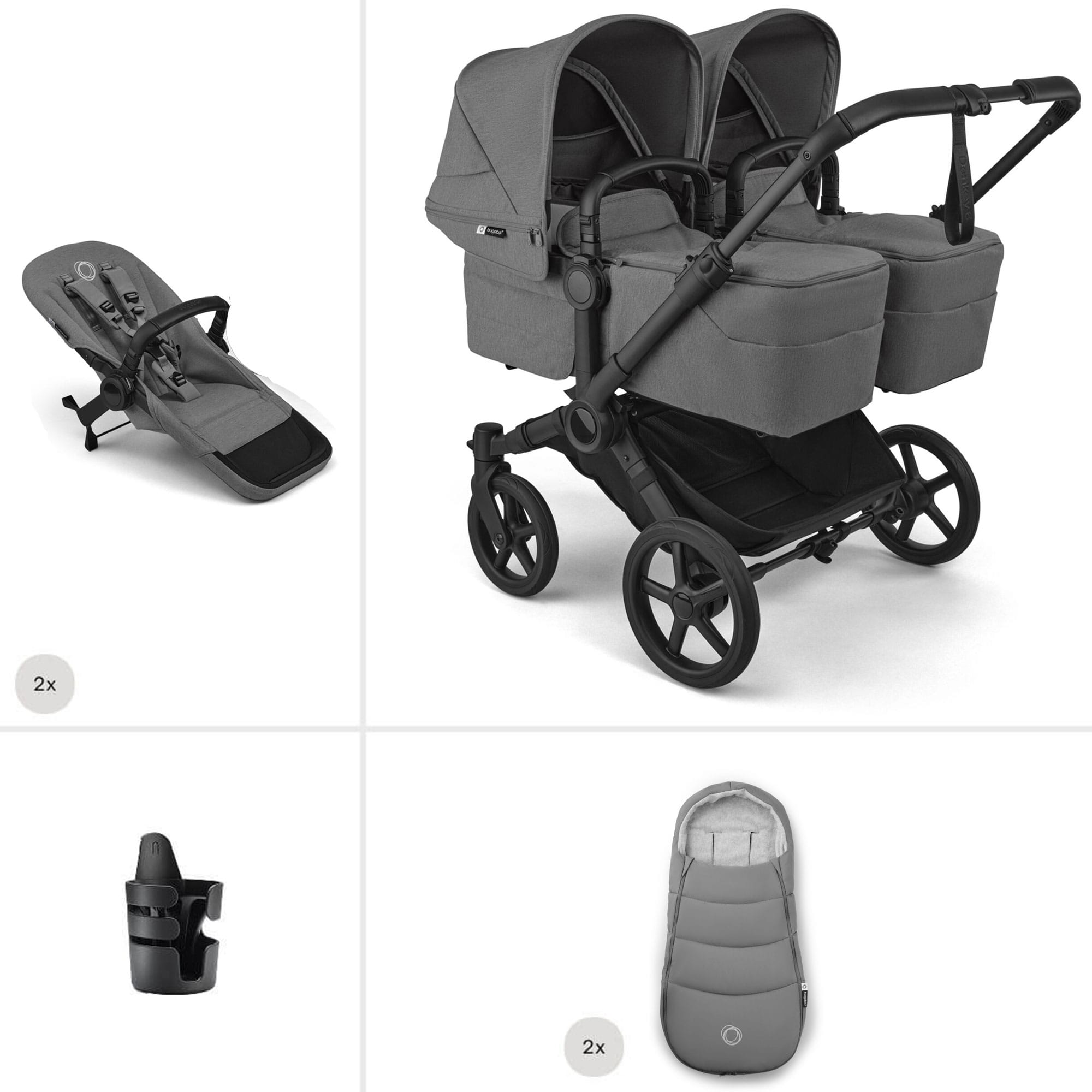Bugaboo Donkey 6 Twin Essential Bundle in Moon Grey Double & Twin Prams 21681-MOO-GRY 8717447499251