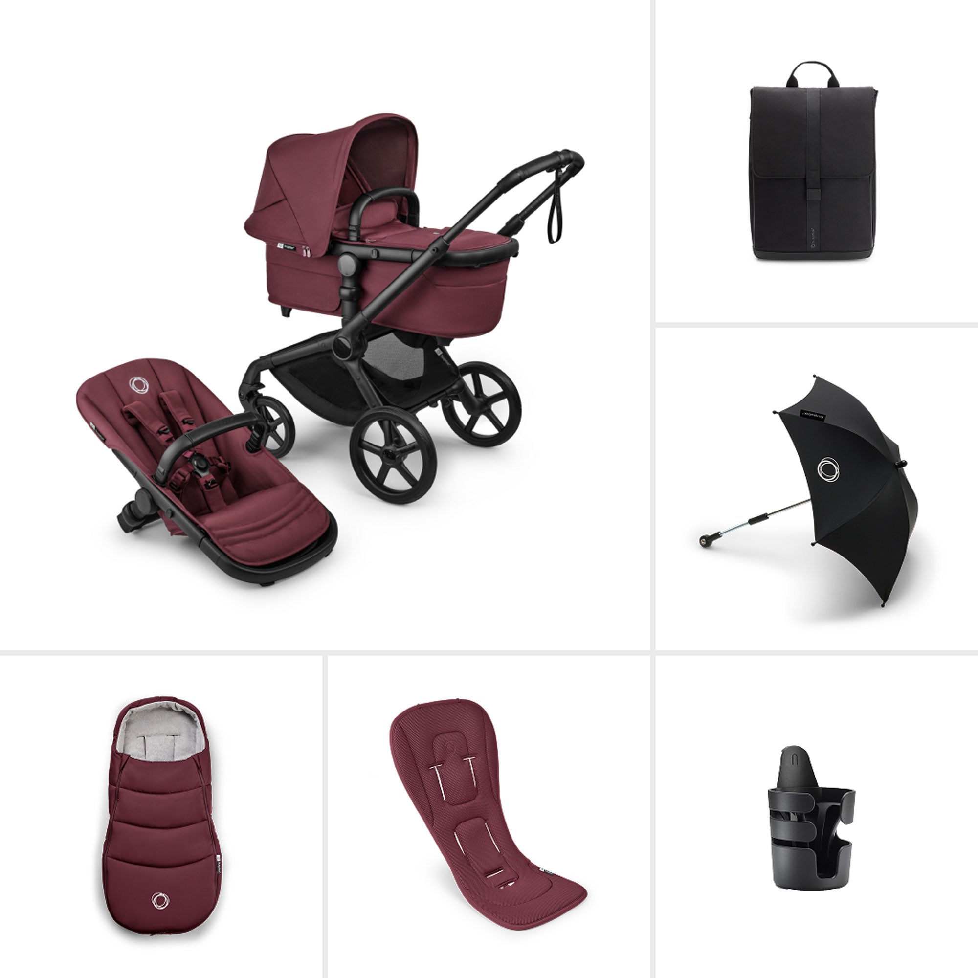 Bugaboo Fox 5 Renew Essential Bundle in Dark Cherry