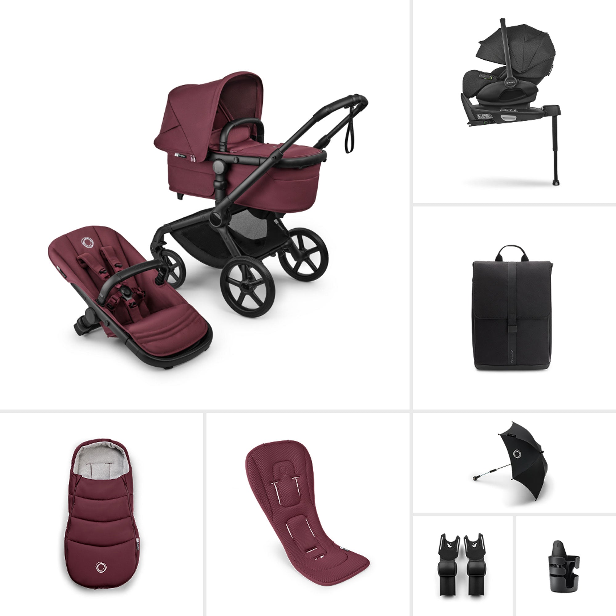 Bugaboo Fox 5 Renew Ultimate Newborn Bundle in Dark Cherry
