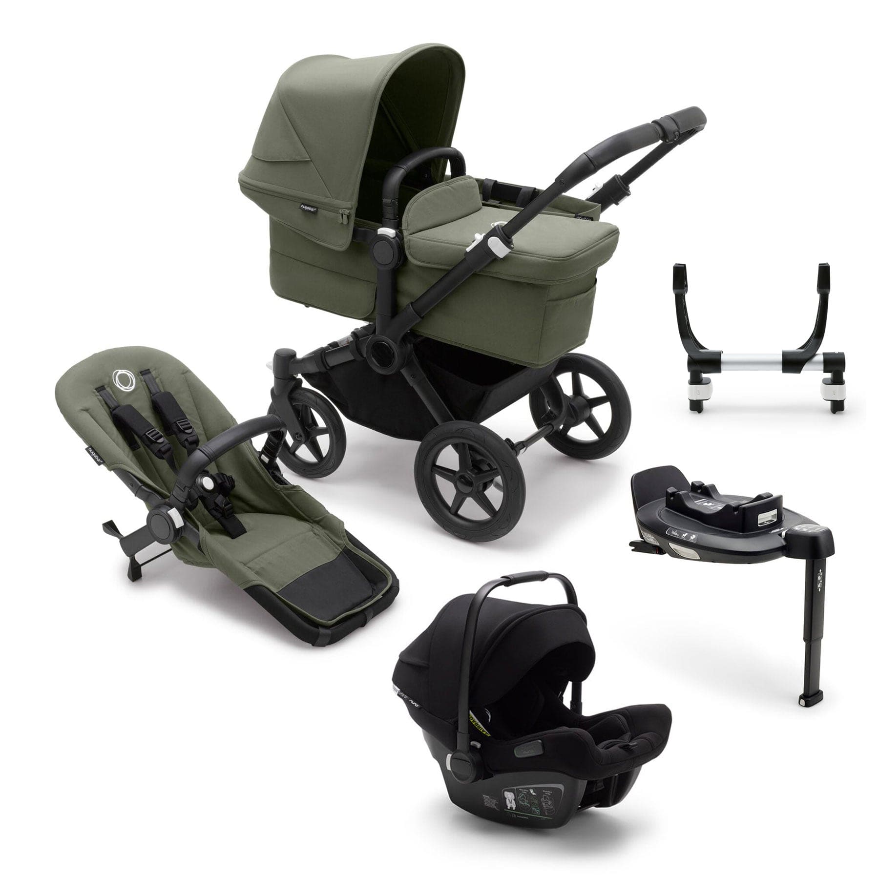 Bugaboo Donkey 5 Mono Turtle Travel System in Forest Green Travel Systems 17622-FOR-GRN 8717447476214
