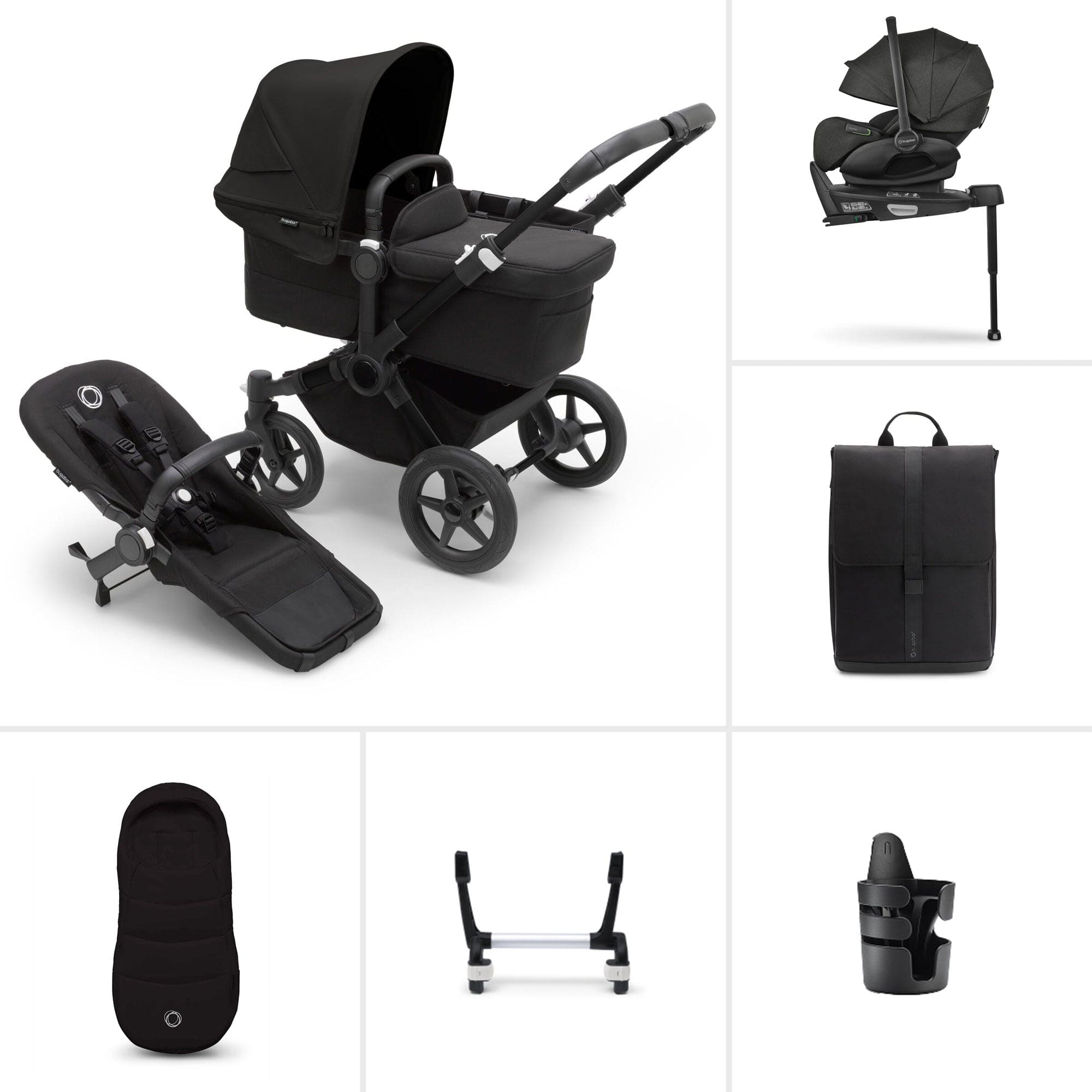 Bugaboo Donkey 5 Mono Ultimate Newborn Bundle in Midnight Black Travel Systems 17622-MID-BLK 8717447603443