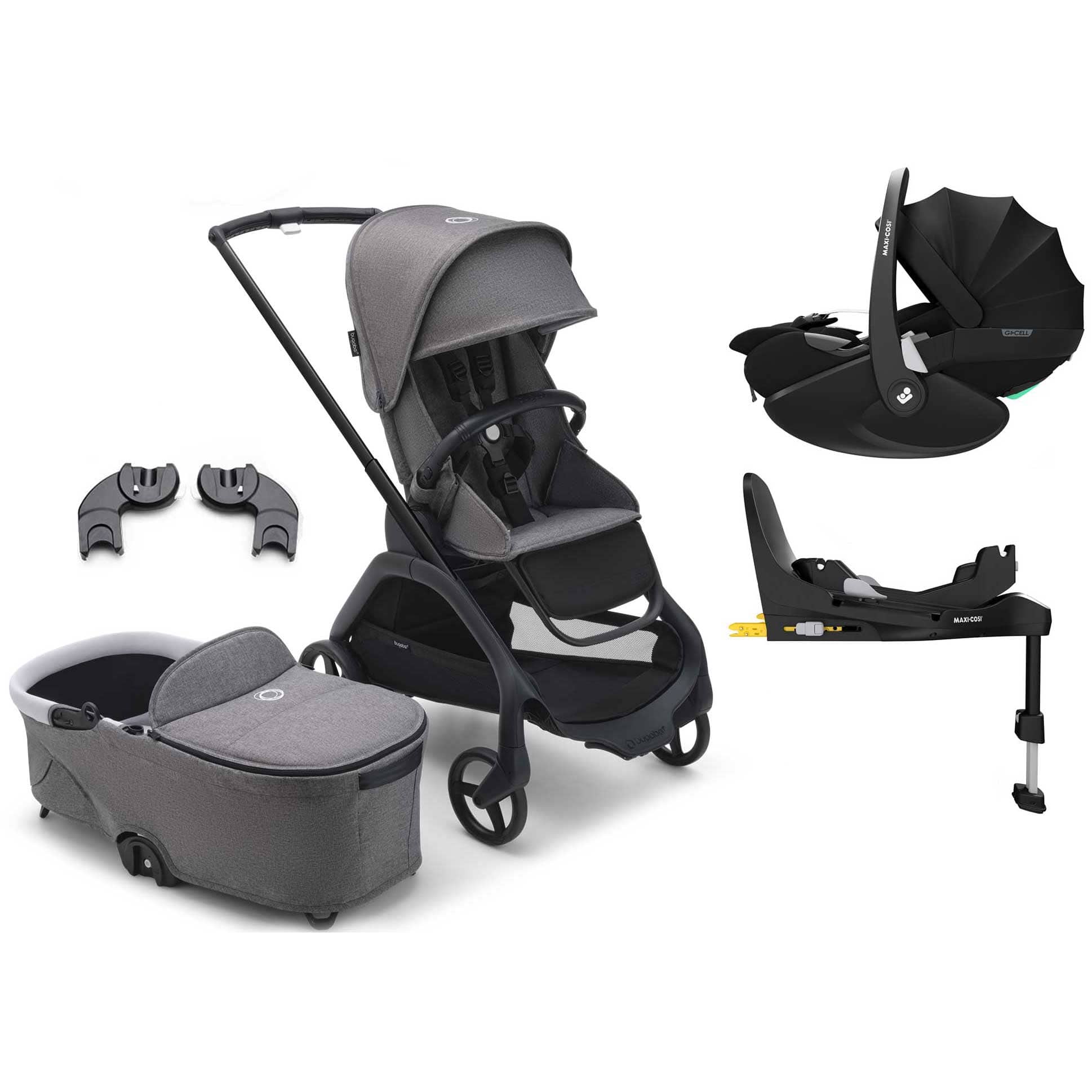 Bugaboo Dragonfly Pebble 360 Pro Travel System - Graphite/Grey Melange Travel Systems 13815-GRA-GRE-MEL 8717447189534