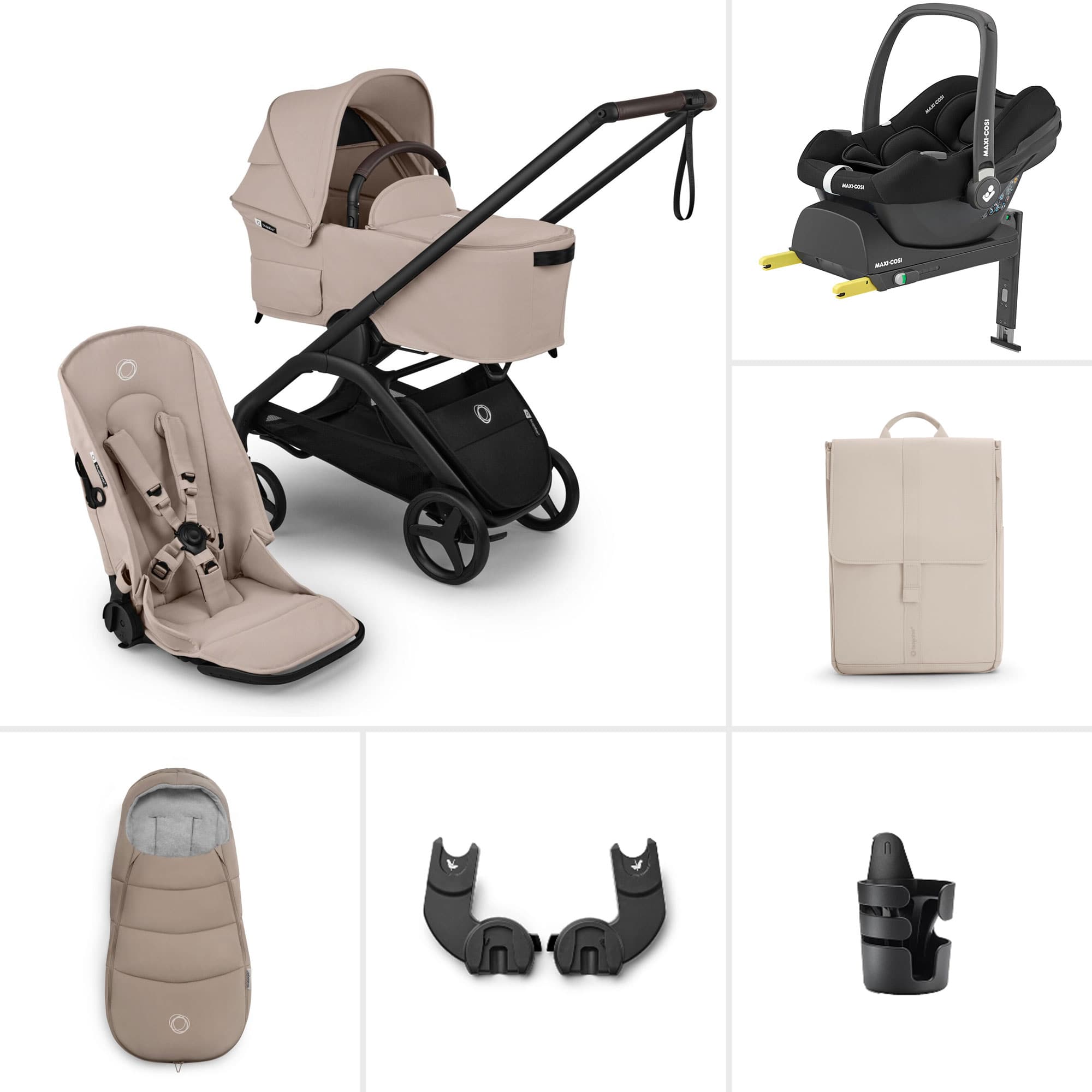 Bugaboo Dragonfly Plus Ultimate Maxi-Cosi Travel System in Desert Taupe Travel Systems BUG-DFLY-PLUS-TPE-1 8717447495475
