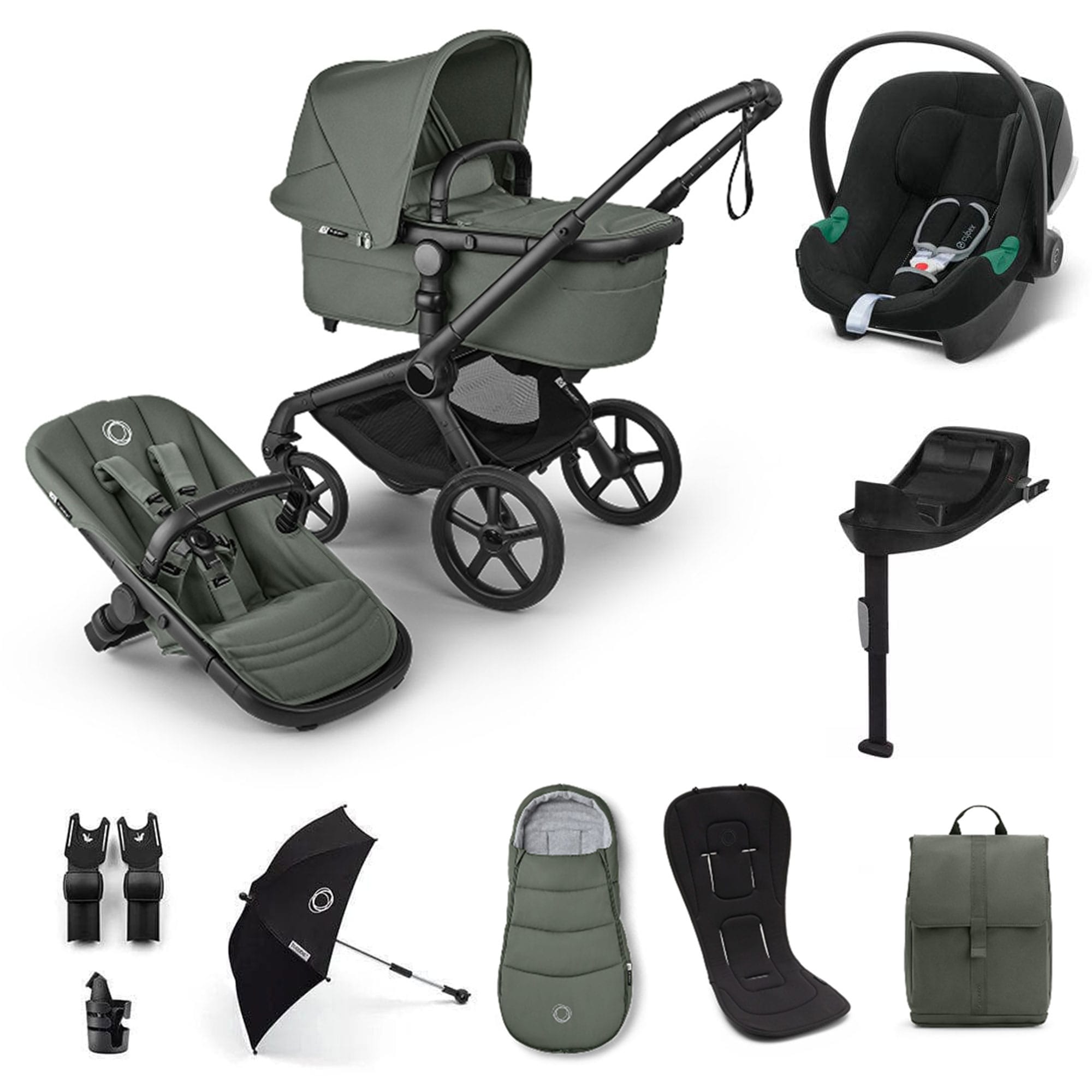 Bugaboo Fox 5 Renew Ultimate Cybex Bundle in Forest Green Travel Systems 20510-ULT-ATO-GRN 8717447622239