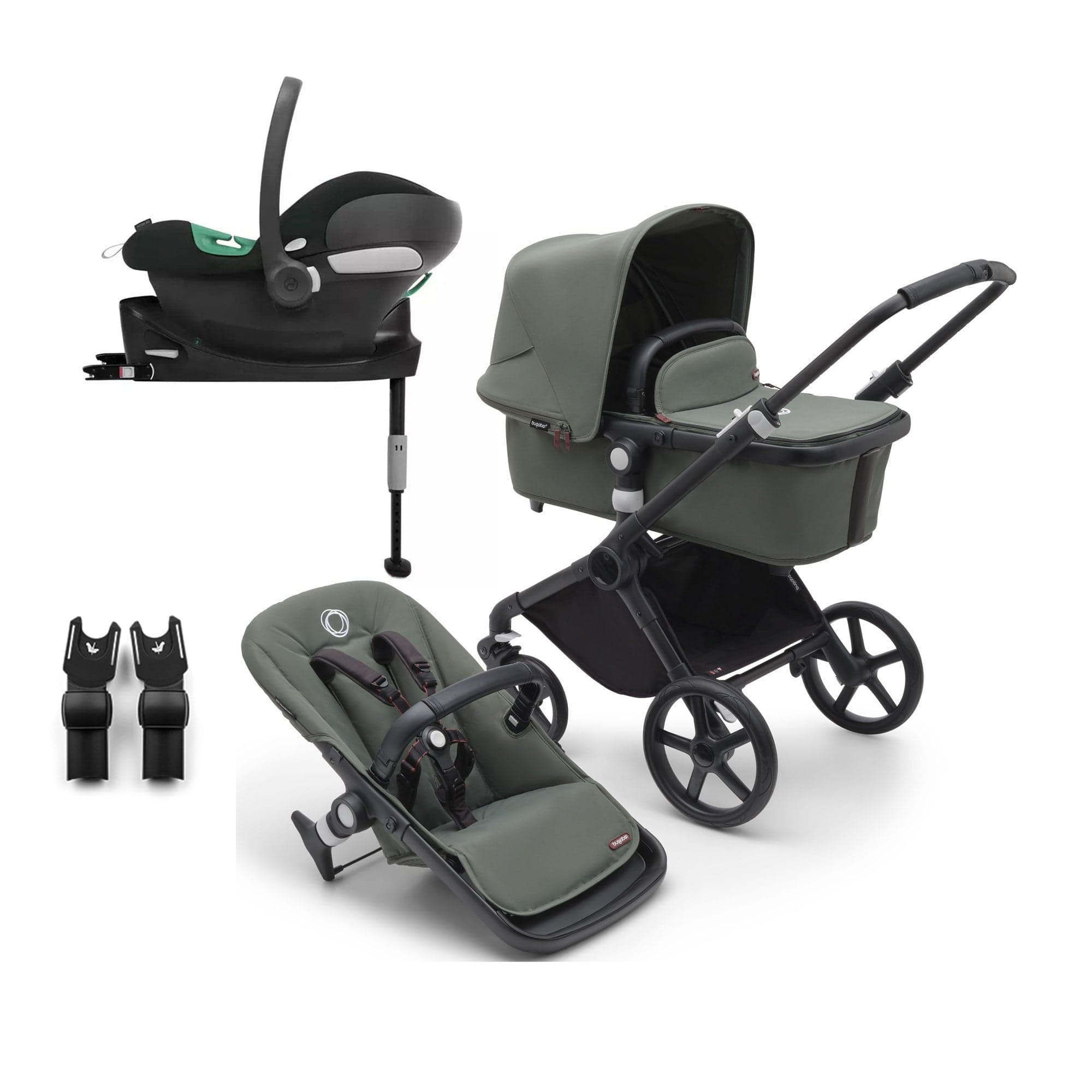 Bugaboo Fox Cub Cybex Travel System in Black/Forest Green Travel Systems 19989-FXCB-ATN 8717447406891