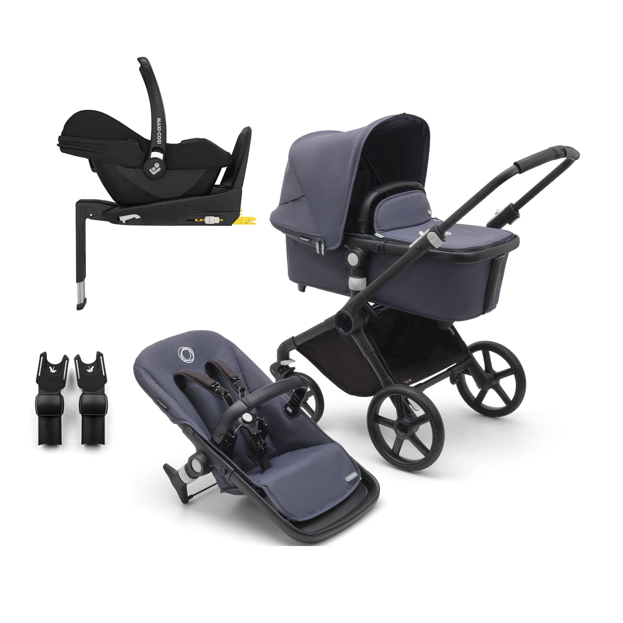 Bugaboo Fox Cub Maxi-Cosi Travel System in Black/Stormy Blue Travel Systems 19977-FXCB-CAB 8717447434542