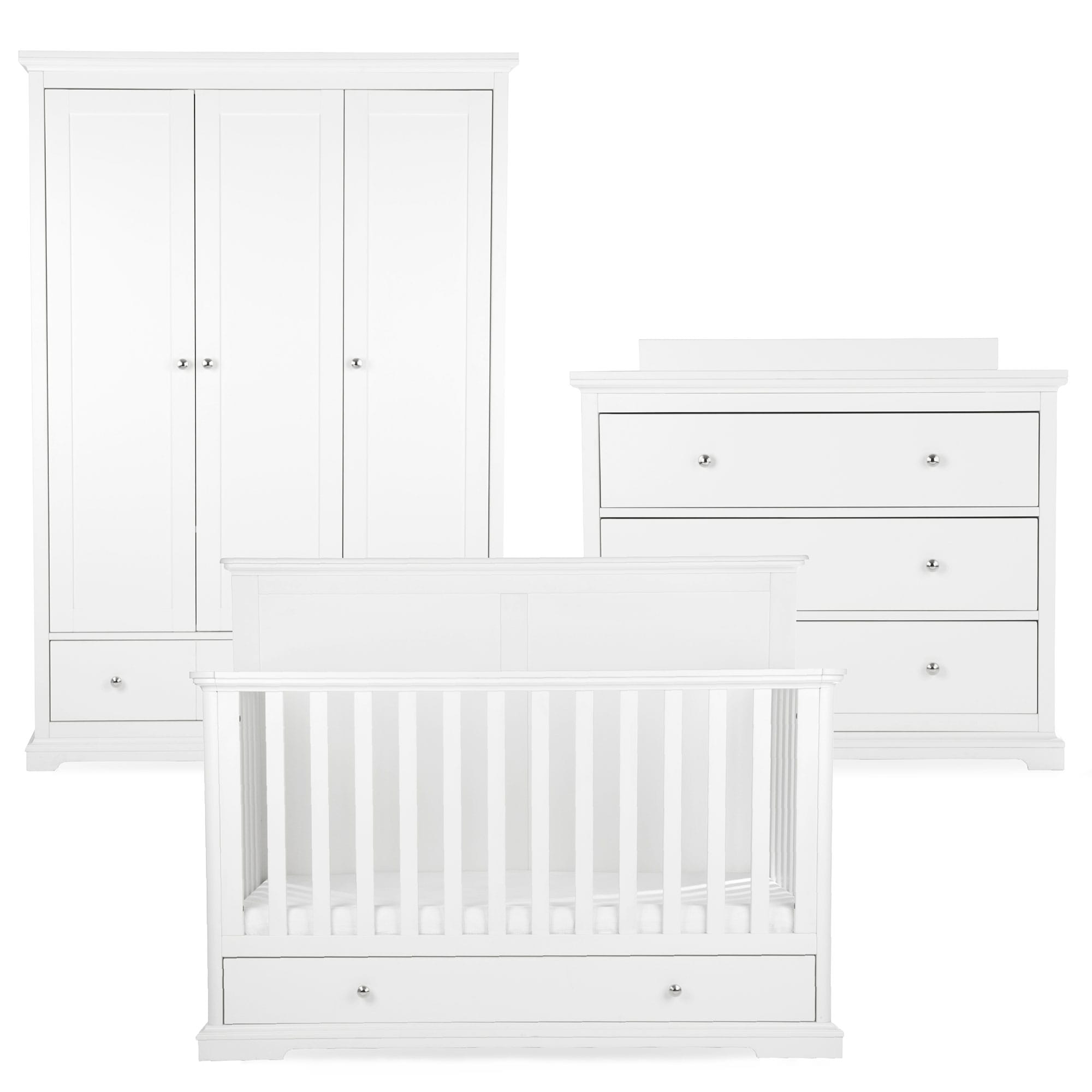 CuddleCo Beaumont 3 Piece Nursery Room Set with Grande Cotbed in White Nursery Room Sets FRN/CUD/155180 5060971155180