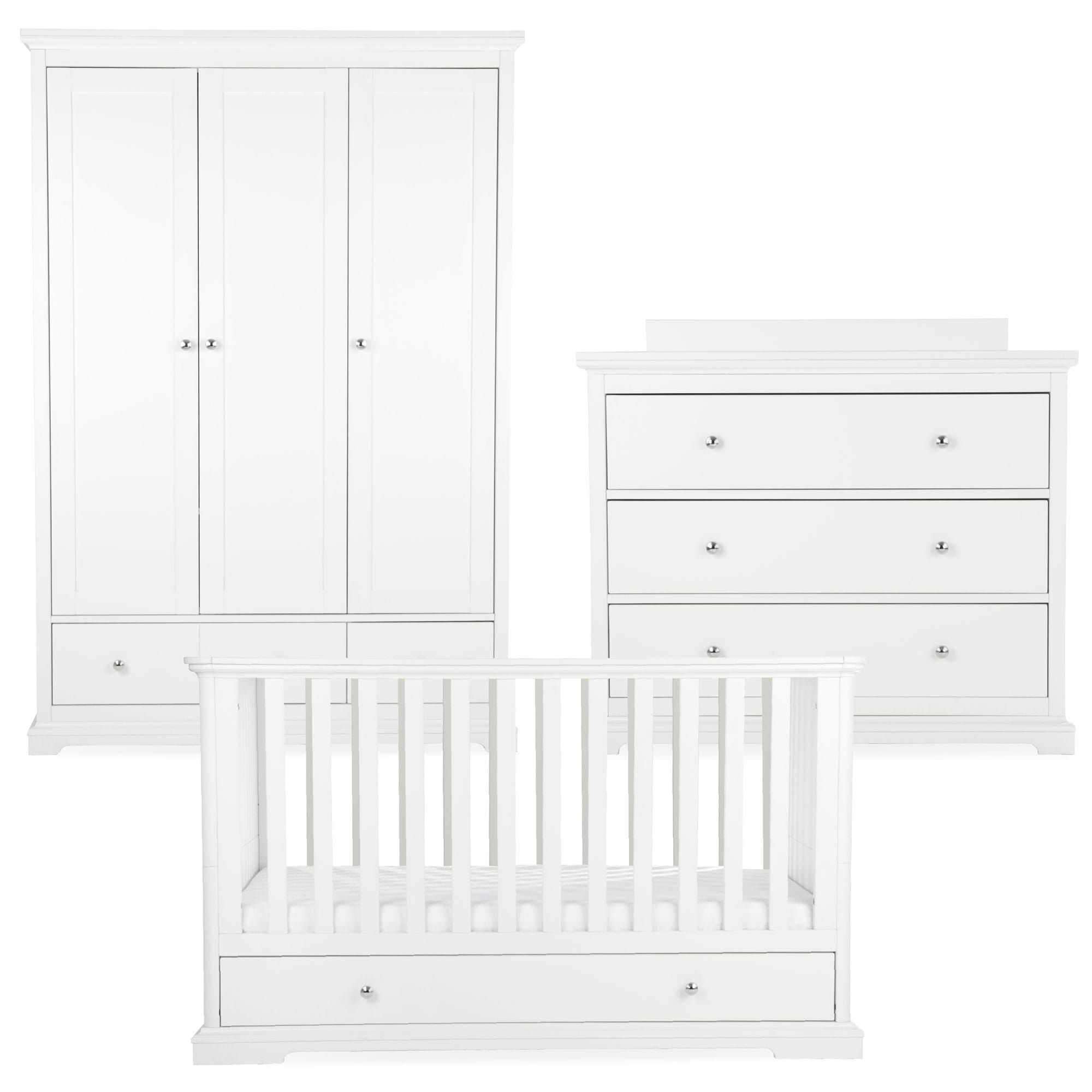 CuddleCo Beaumont 3 Piece Nursery Room Set with Low Cotbed in White Nursery Room Sets FRN/CUD/155166 5060971155166