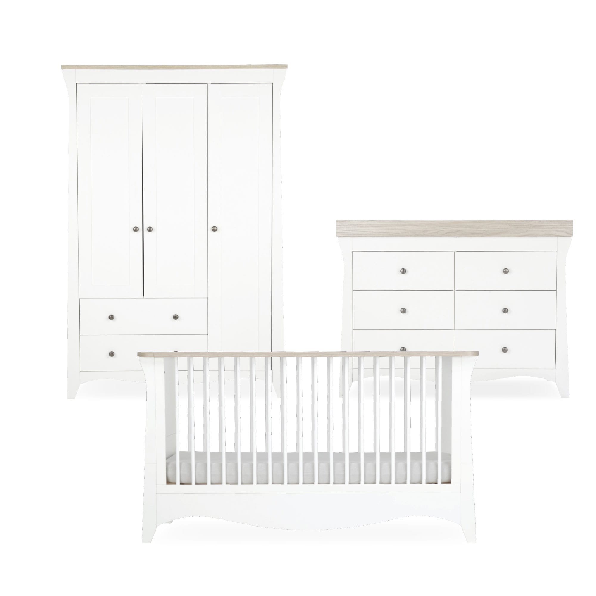 CuddleCo Clara 3 Piece Luxe Nursery Room Set in White/Ash Nursery Room Sets FRN/CUD/156095 5060971156095