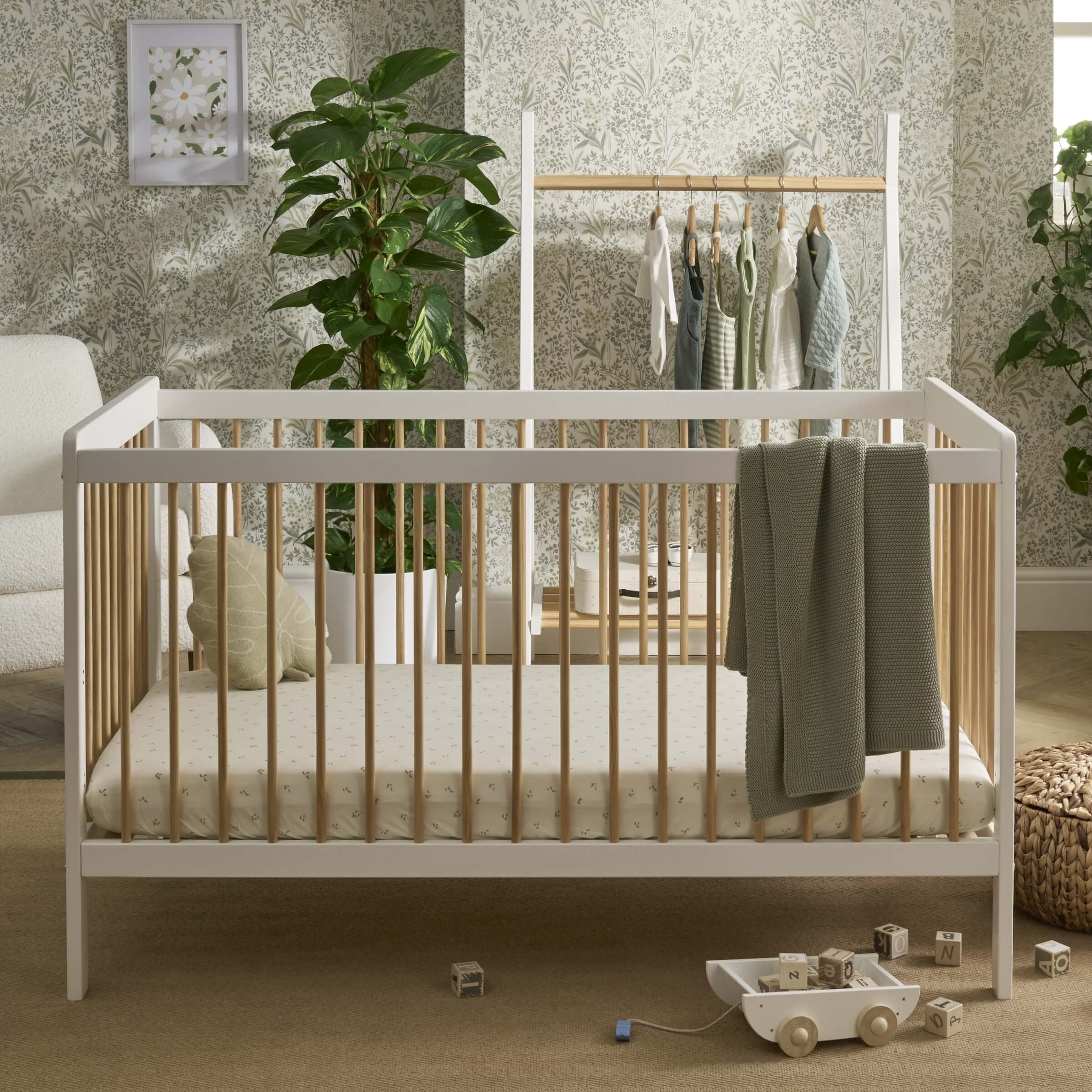 CuddleCo Nola 2 Piece Room Set in White & Natural Nursery Room Sets