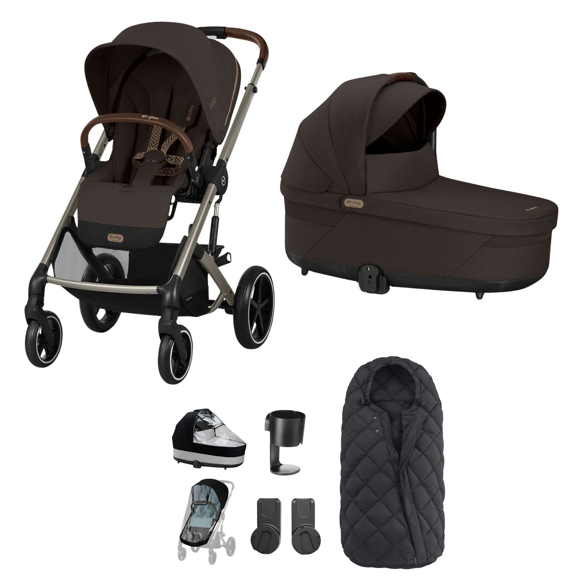 Cybex Balios S Lux Essential Bundle in Taupe/Chocolate Brown Baby Prams 19403-ESS-CHB-3 4063846511273