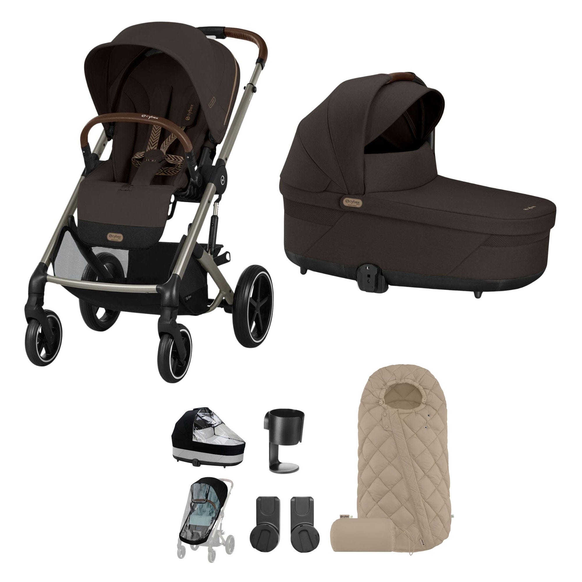 Cybex Balios S Lux Essential Bundle in Taupe/Chocolate Brown Baby Prams 19403-ESS-CHB-4 4063846511273