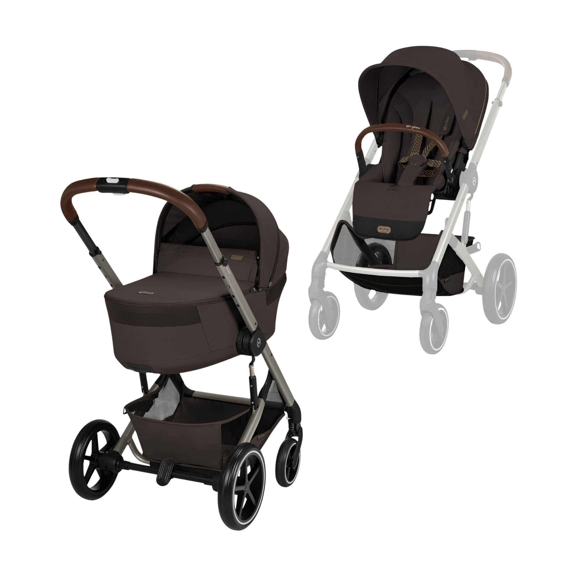 Cybex Balios S Lux Pushchair with Foldable Carrycot in Chocolate Brown Baby Prams 526001703 4063846591794