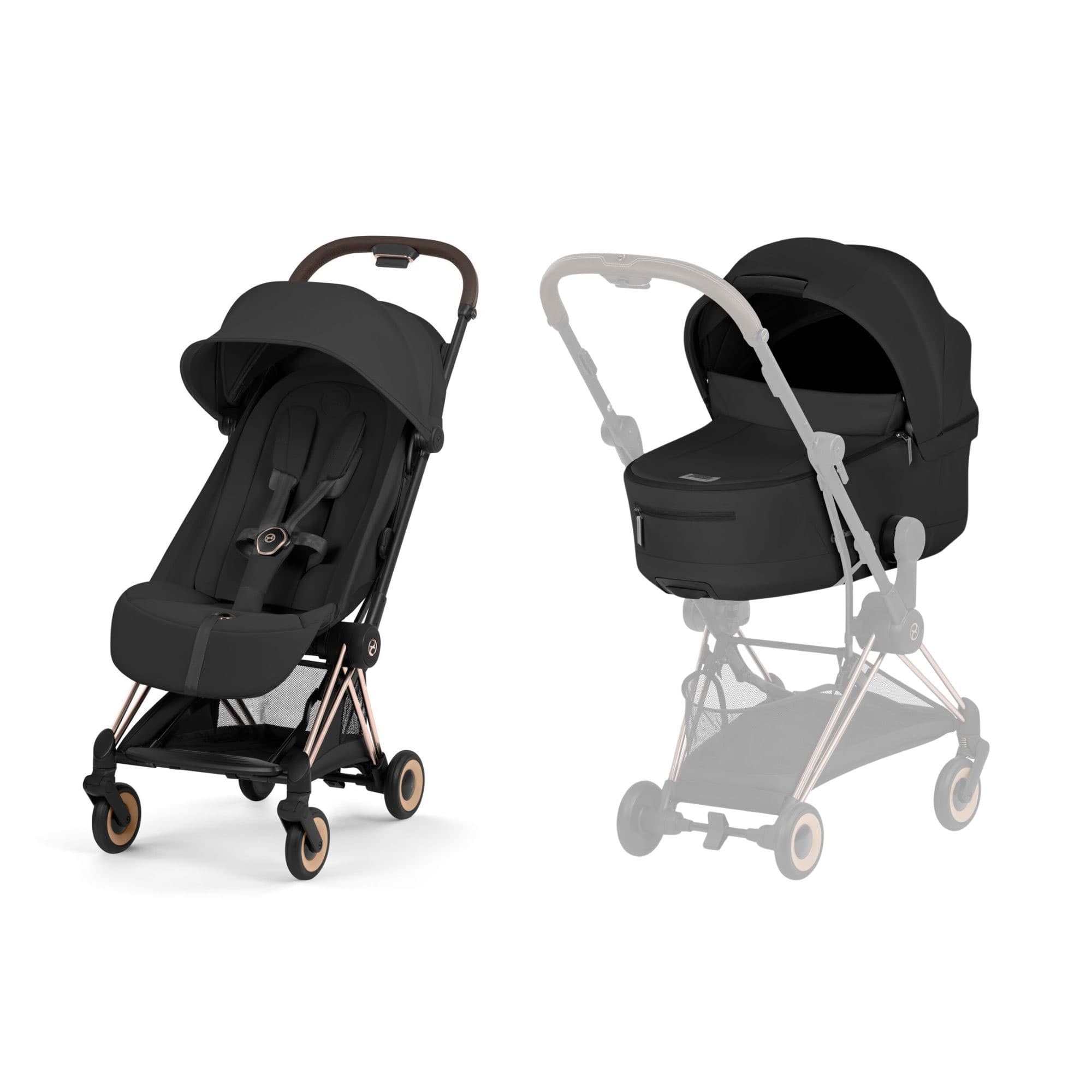 Cybex Coya Pushchair Set - Comfort Collection in Rose Gold/Sepia Black Baby Prams 526000179 4063846550234