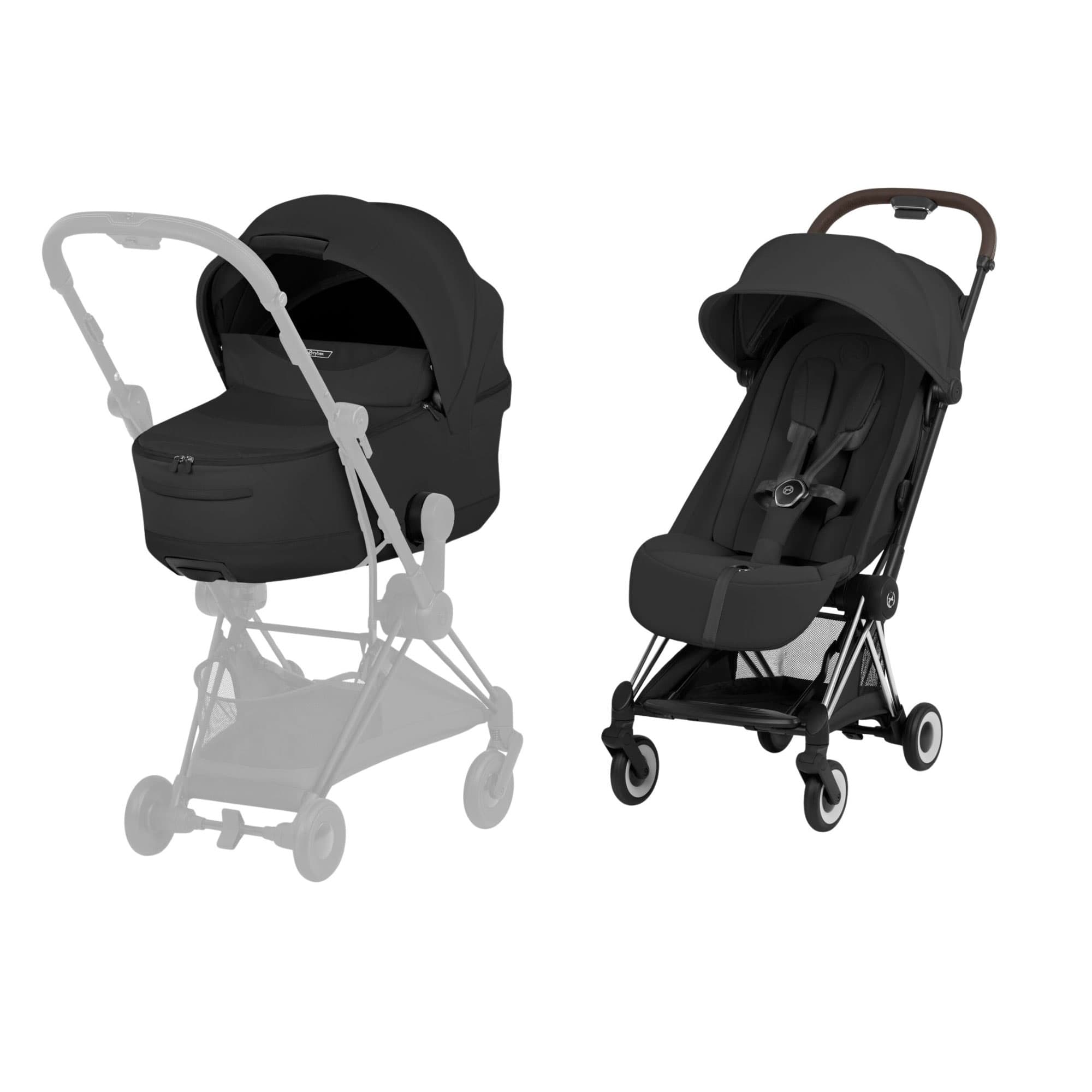 Cybex Coya Pushchair Set - Style Collection in Chrome Brown/Sepia Black Baby Prams 21979-CB-BLK 4063846561582