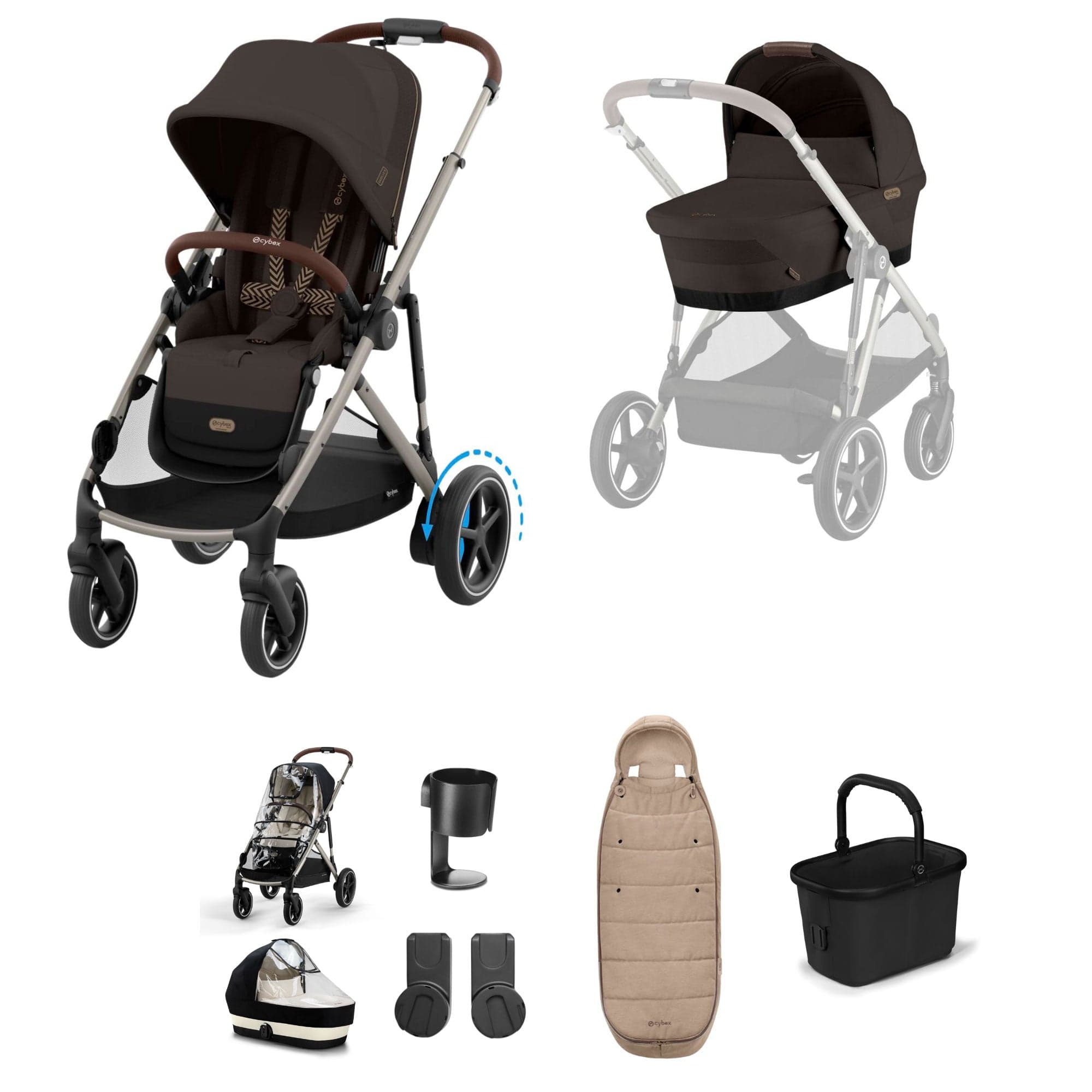 Cybex eGazelle S Essential Bundle in Chocolate Brown Baby Prams