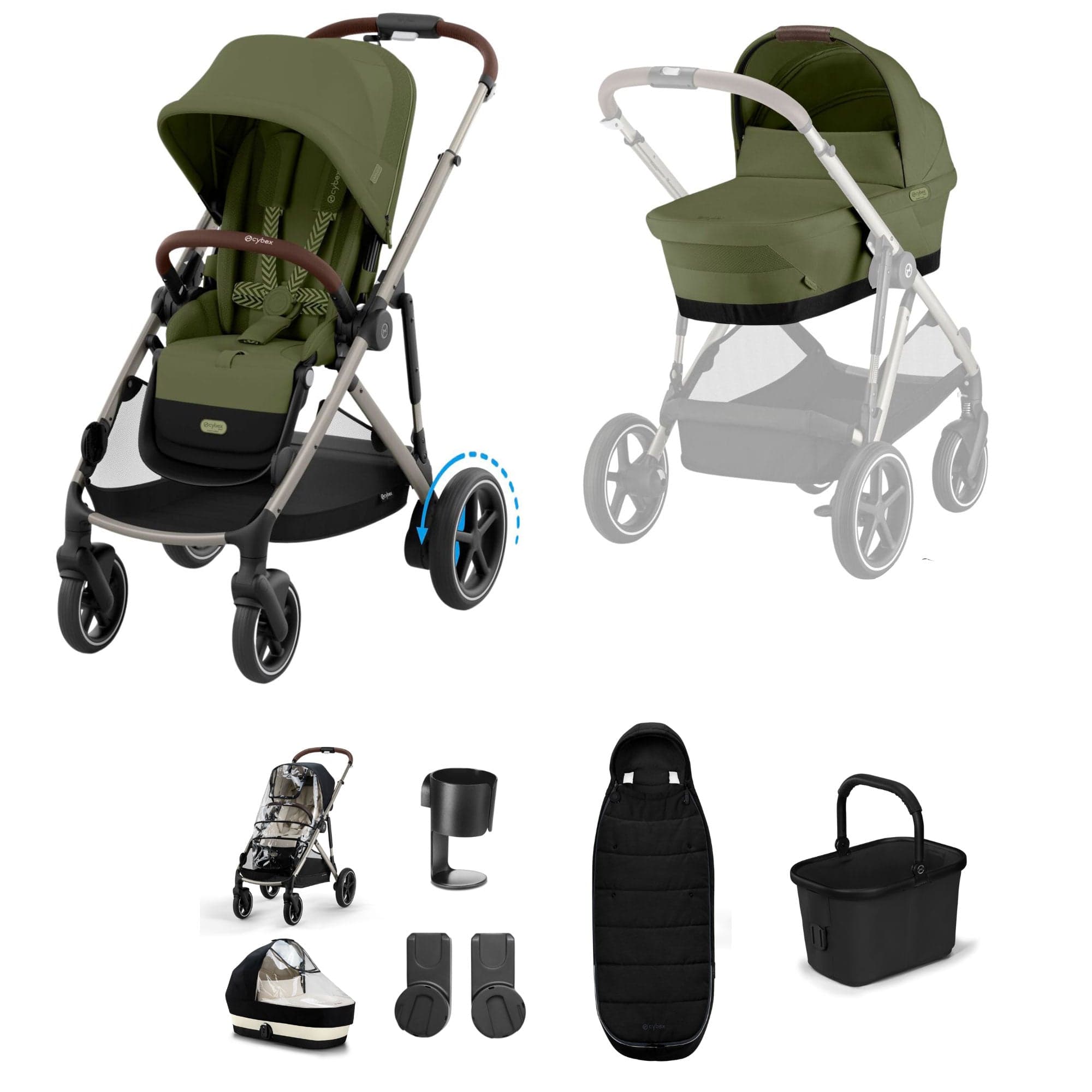 Cybex eGazelle S Essential Bundle in Moss Green Baby Prams 19525-eGAZ-ESS-MOS-1