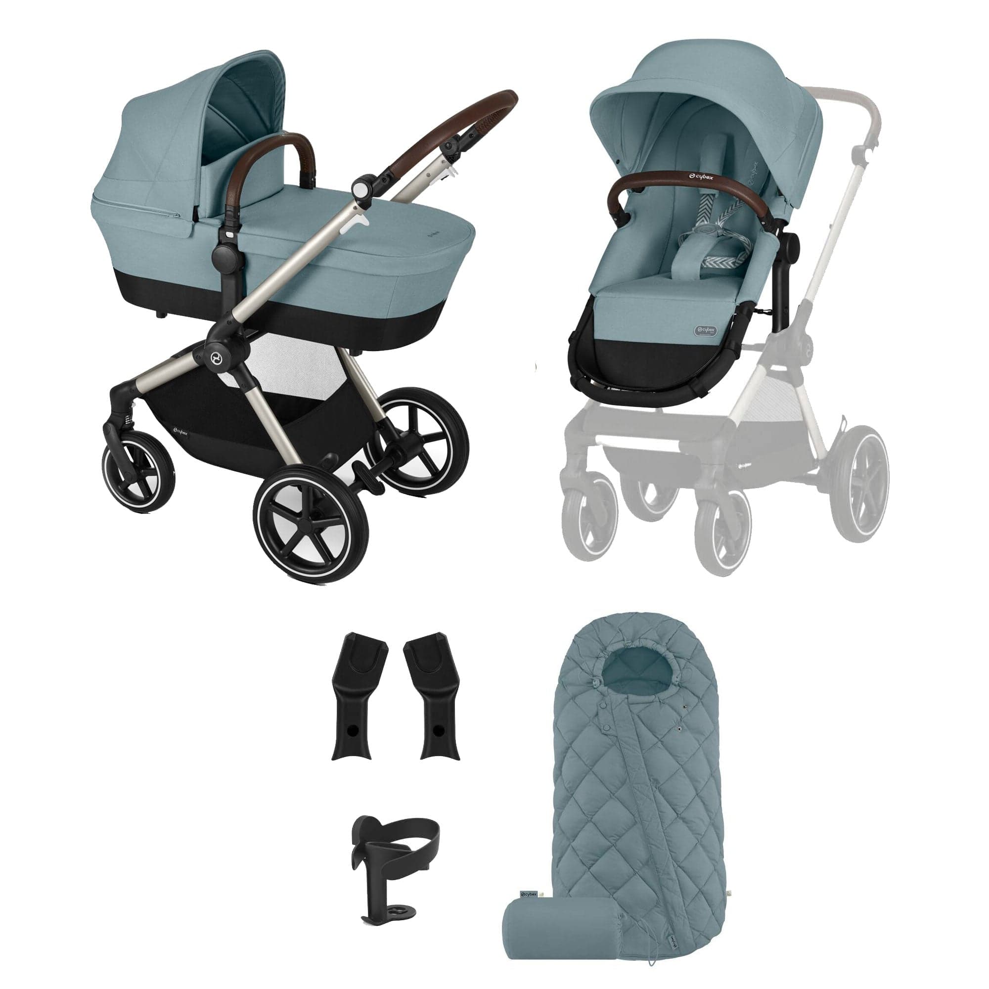 Cybex Eos Lux Essential 7 Piece Bundle in Stormy Blue Baby Prams 18457-STO-BLU 4063846478026