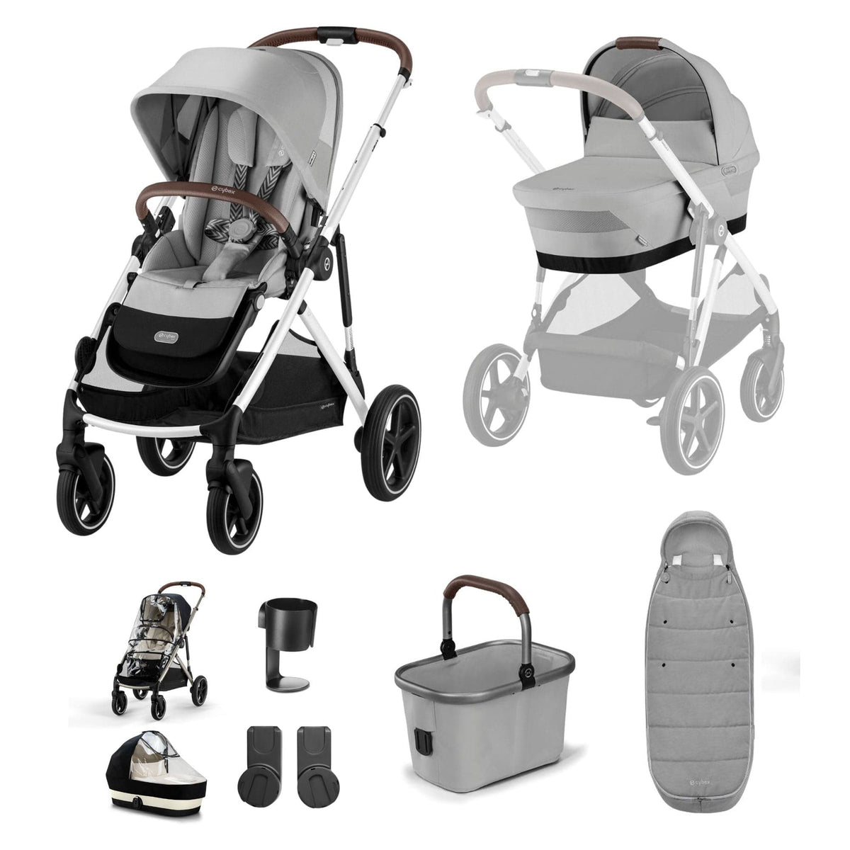 Cybex Gazelle S Essential Bundle in Silver/Stone Grey Baby Prams 18471-STO-GRY-1 4063846478071