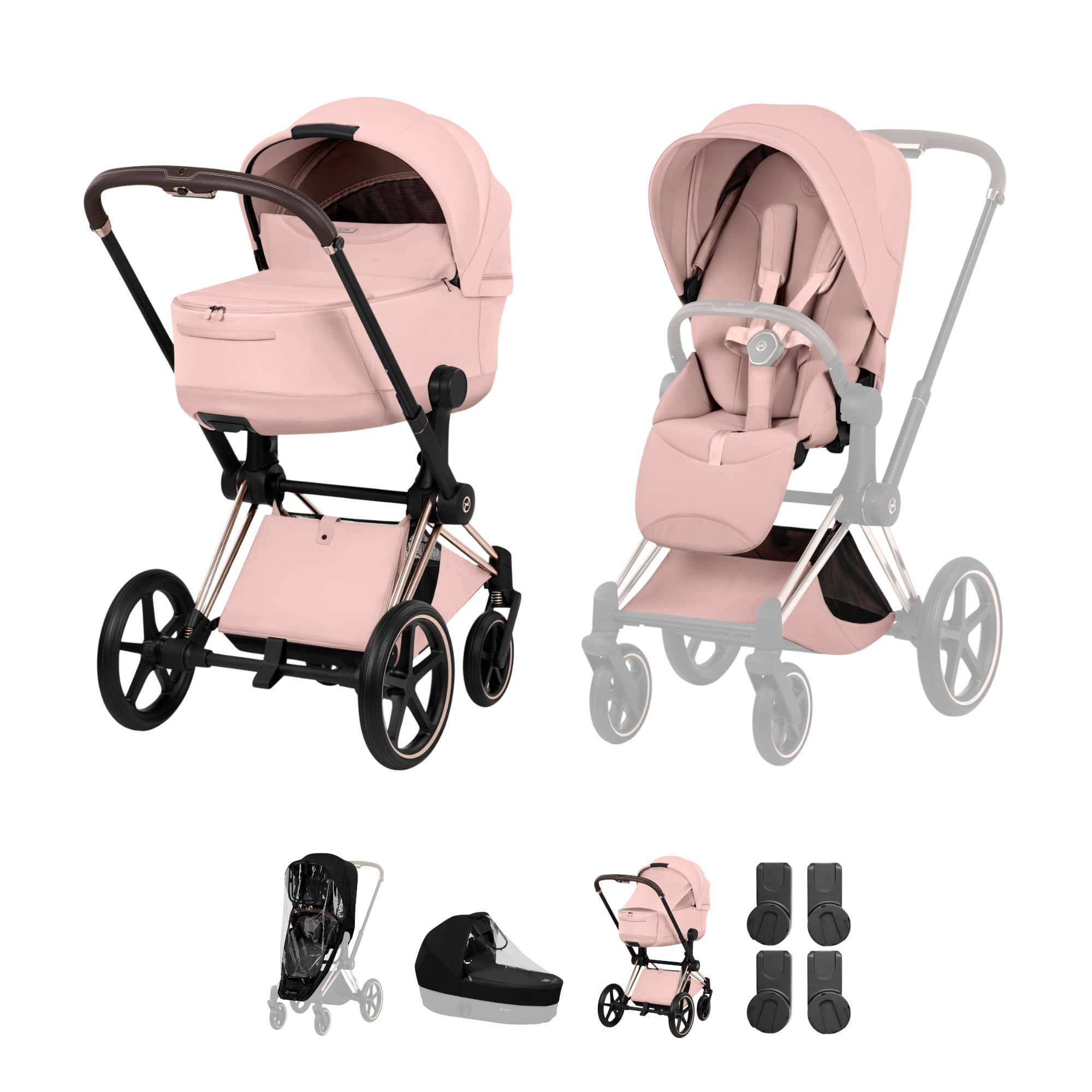 Cybex Priam Pushchair Set - Style Collection in Peach Pink Baby Prams 21812-RG-PEA-PNK 4063846551286