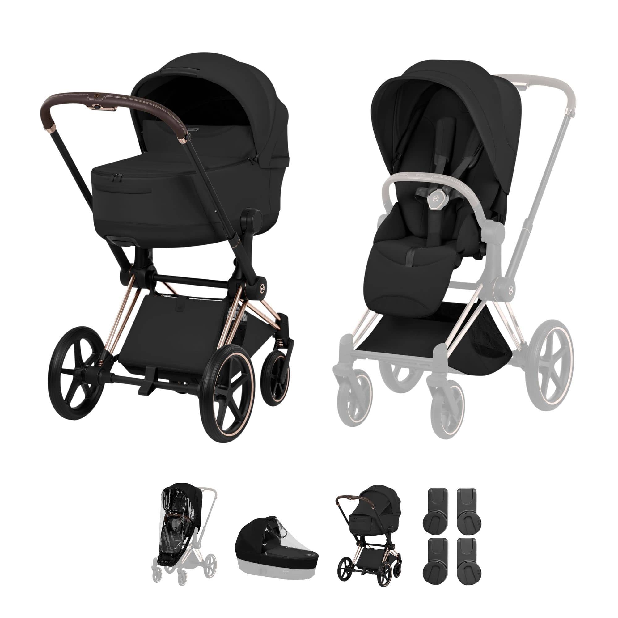 Cybex Priam Pushchair Set - Style Collection in Sepia Black Baby Prams 21812-RG-BLK 4063846550920