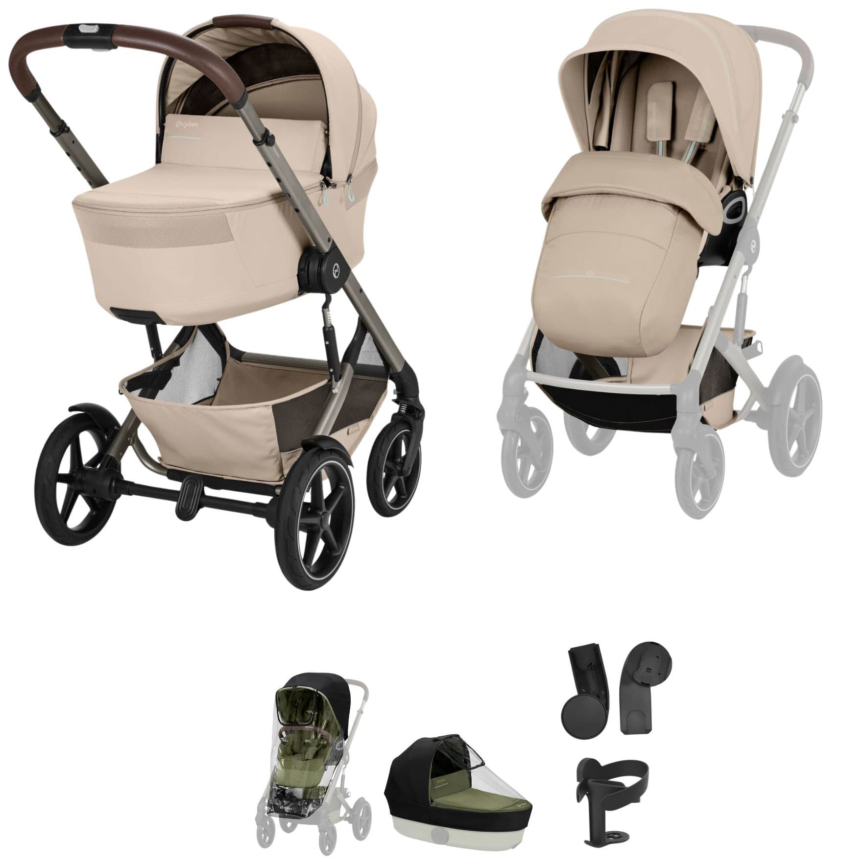 Cybex Talos Foldable Carrycot Accessory Bundle in Almond Beige Baby Prams TAL-ACC-BEI-1 4063846592043