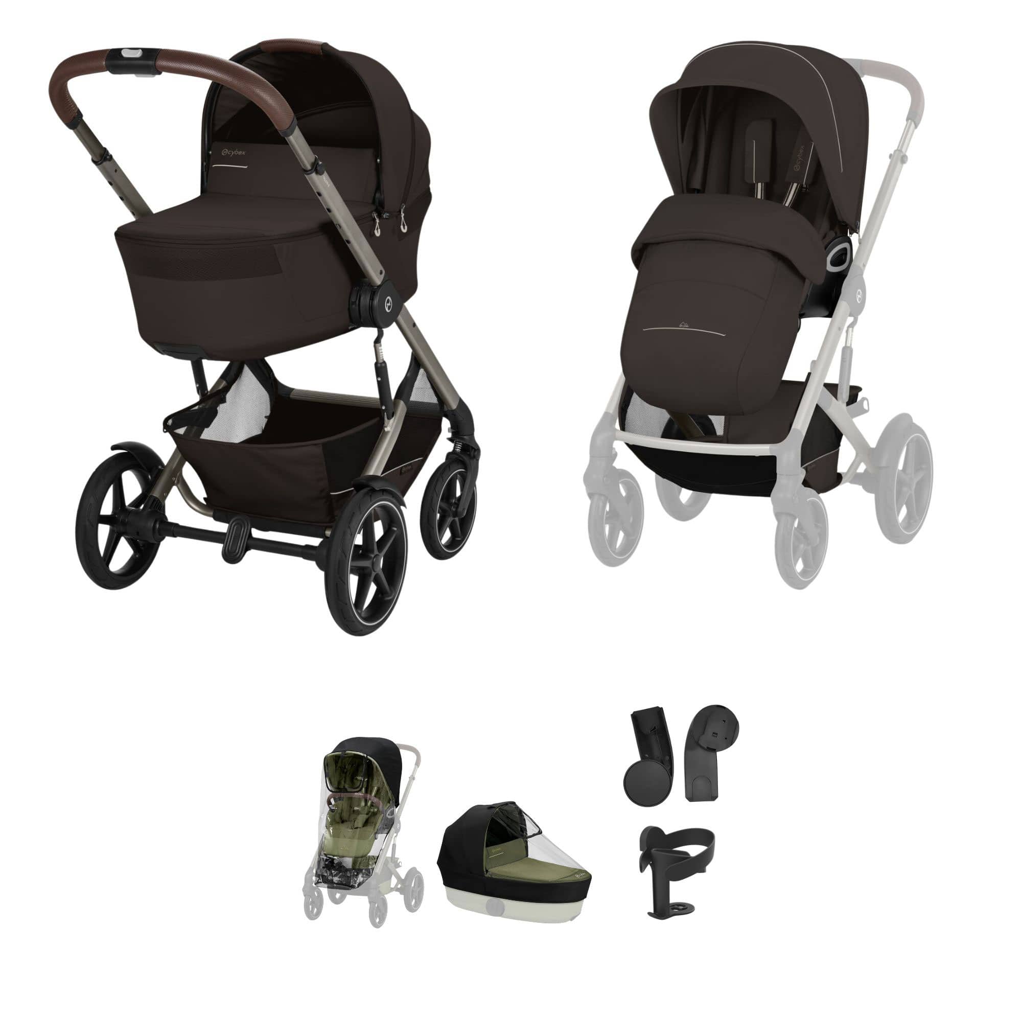 Cybex Talos Foldable Carrycot Accessory Bundle in Chocolate Brown Baby Prams TAL-ACC-BRN-1 4063846592104