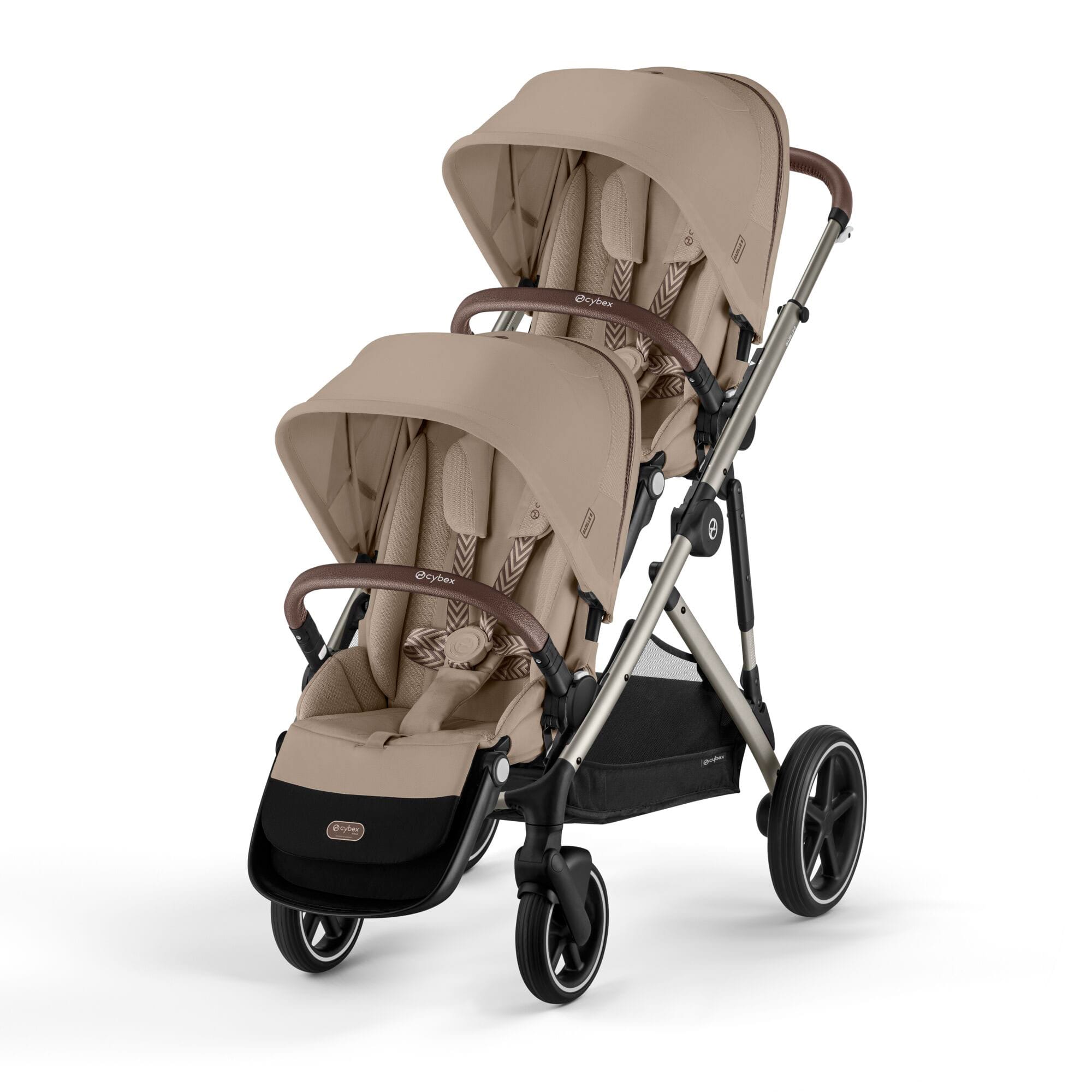 Cybex Gazelle S Twin Essential Pushchair Bundle in Almond Beige Double & Twin Prams