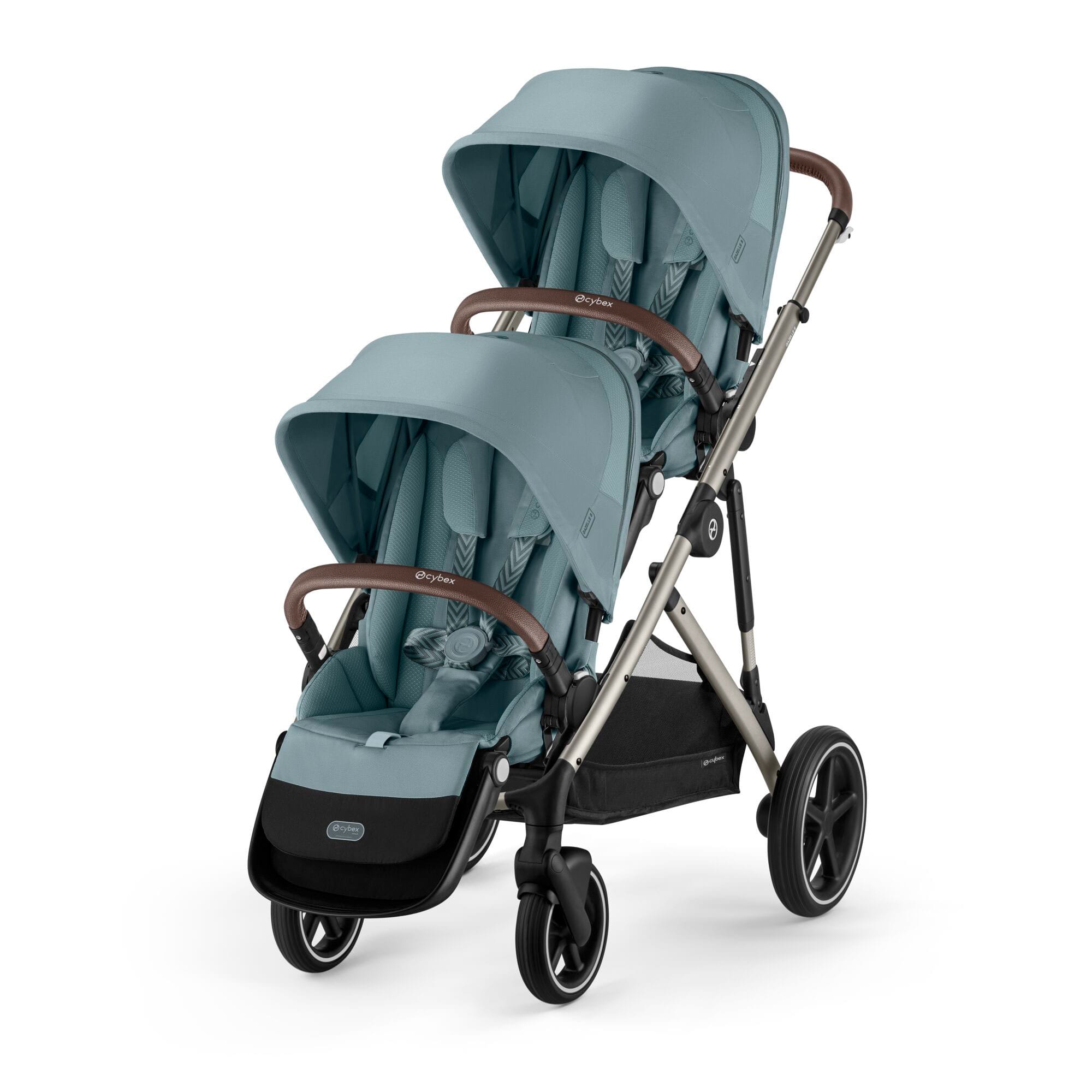 Cybex Gazelle S Twin Essential Pushchair Bundle in Stormy Blue Double & Twin Prams