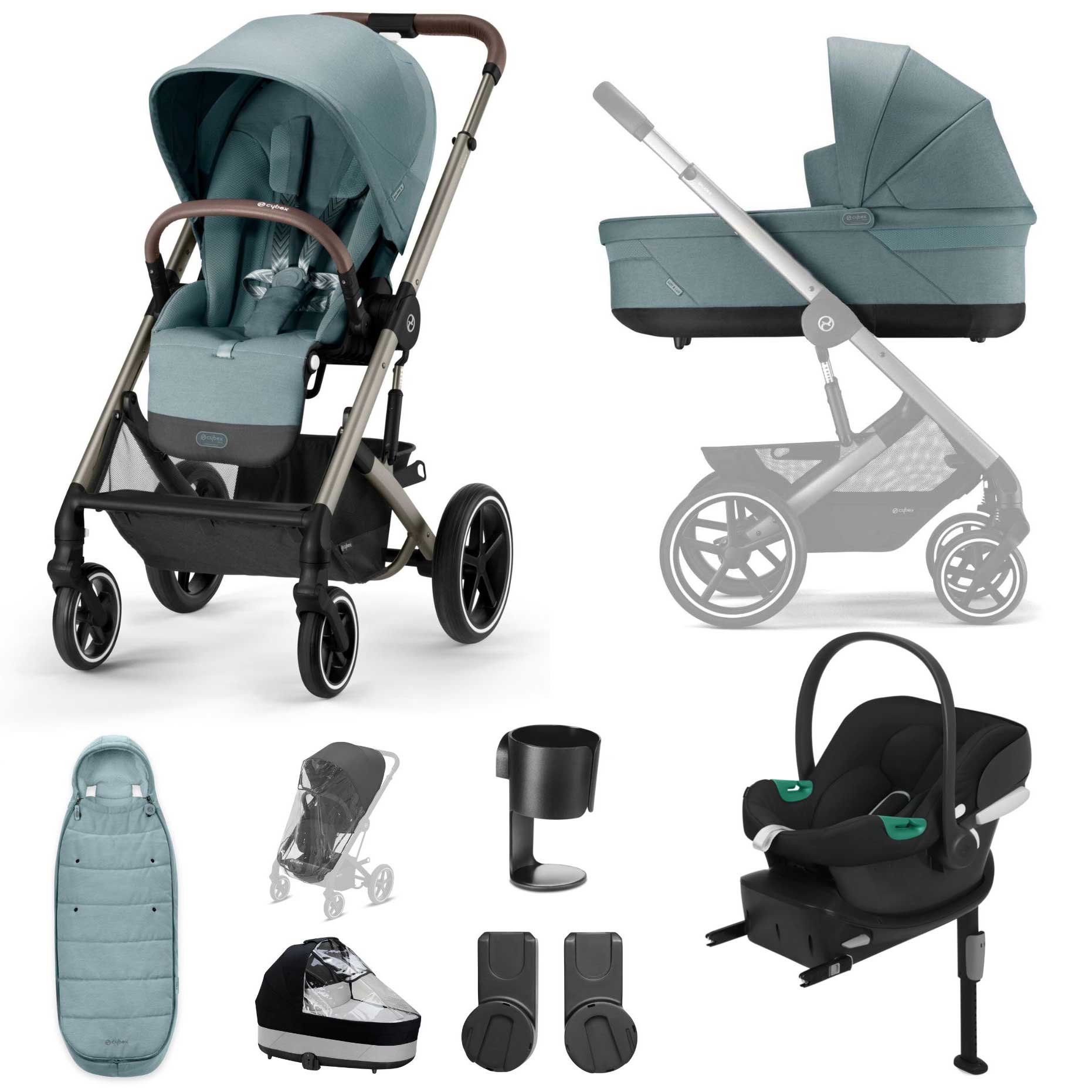 Cybex Balios S Lux Comfort Bundle in Taupe/Sky Blue Travel Systems 14652-TPE-SKY-BLU 4063846318049