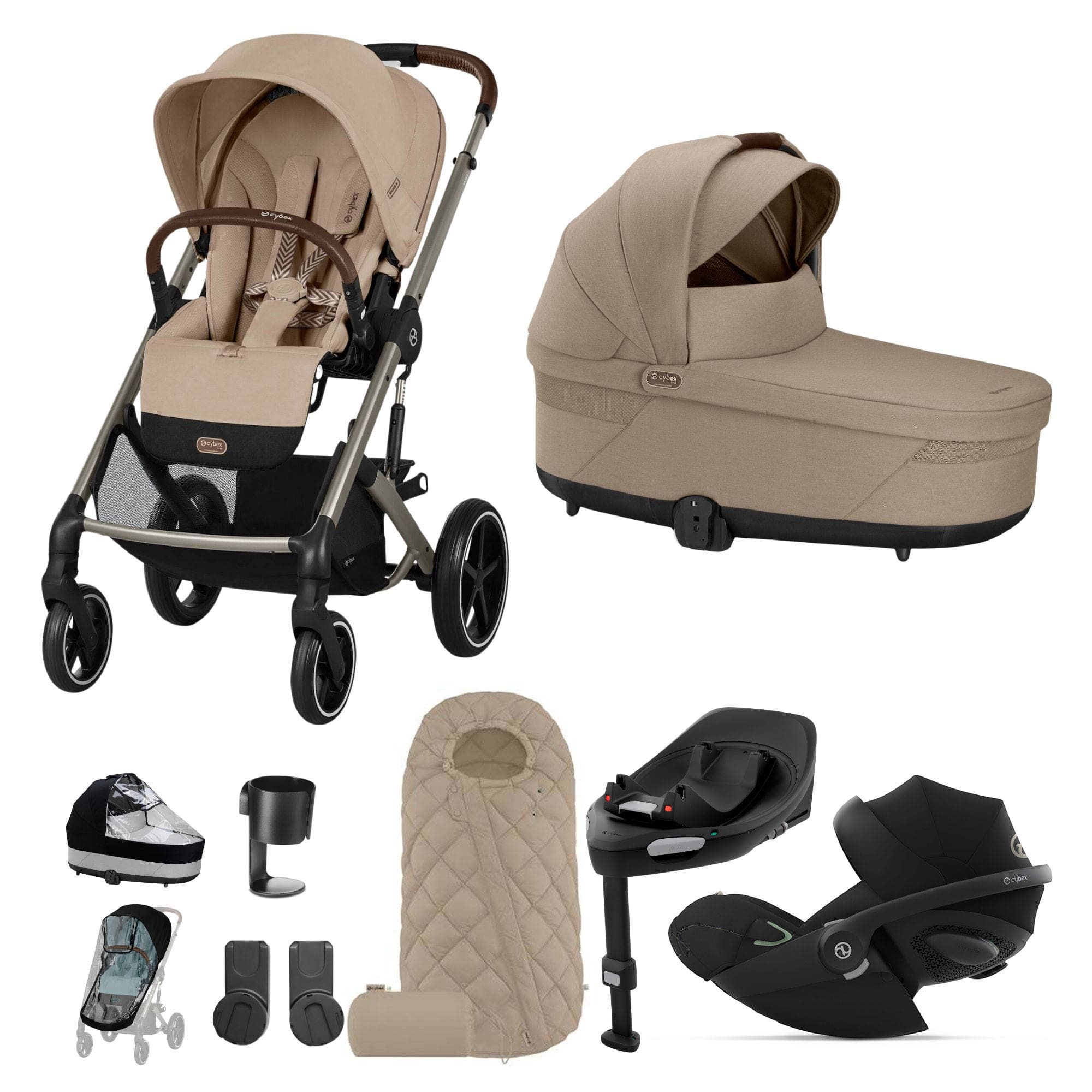 Cybex Balios S Lux Luxury Bundle in Taupe/Almond Beige Travel Systems 16917-ALM-BEI-2 4063846456383