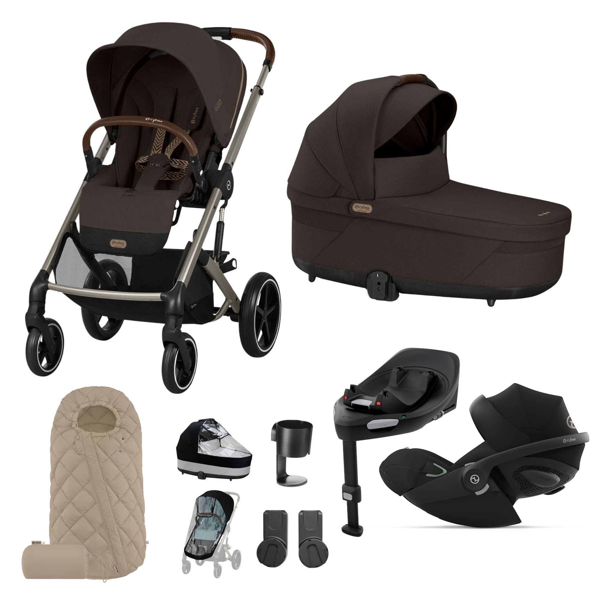 Cybex Balios S Lux Luxury Bundle in Taupe/Chocolate Brown Travel Systems 19413-LUX-G-CHB-4 4063846511273