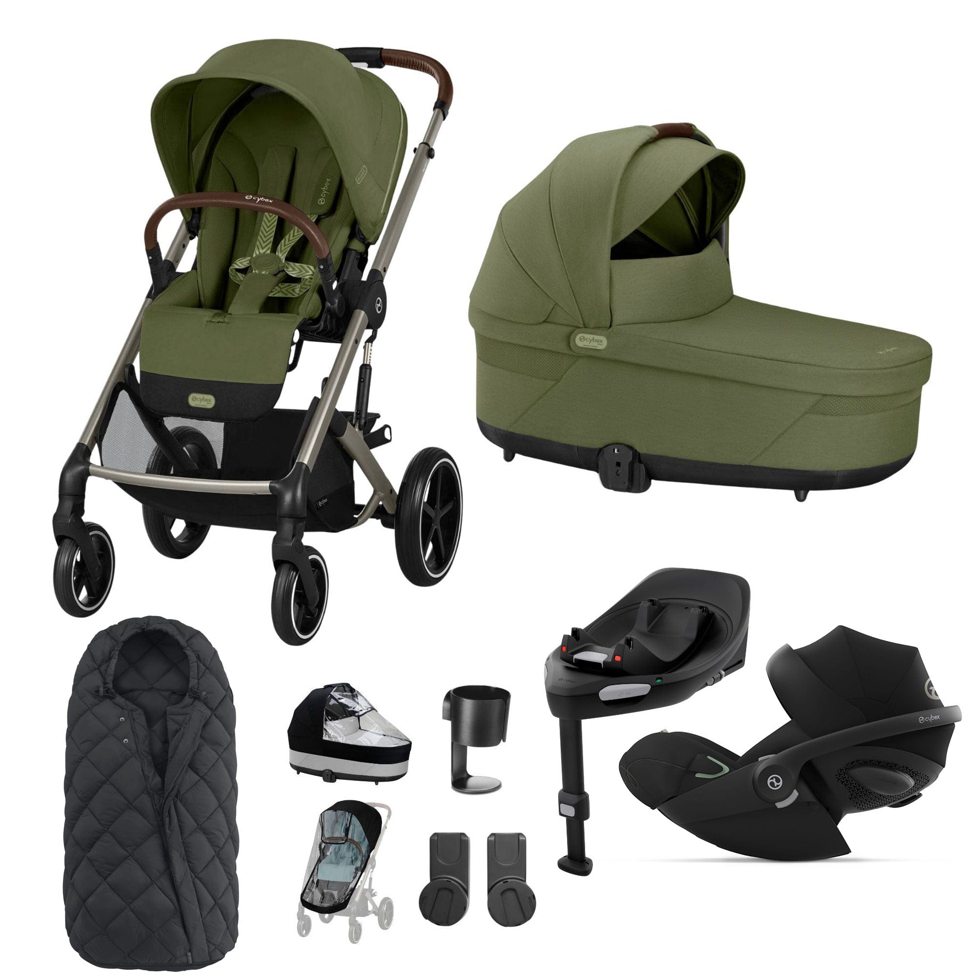 Cybex Balios S Lux Luxury Bundle in Taupe/Moss Green Travel Systems 19395-LUX-G-MOS-2 4063846511228