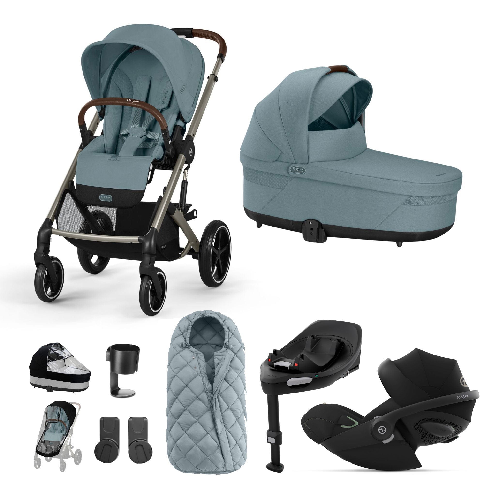 Cybex Balios S Lux Luxury Bundle in Taupe/Sky Blue Travel Systems 14669-TPE-SKY-BLU 4063846318049