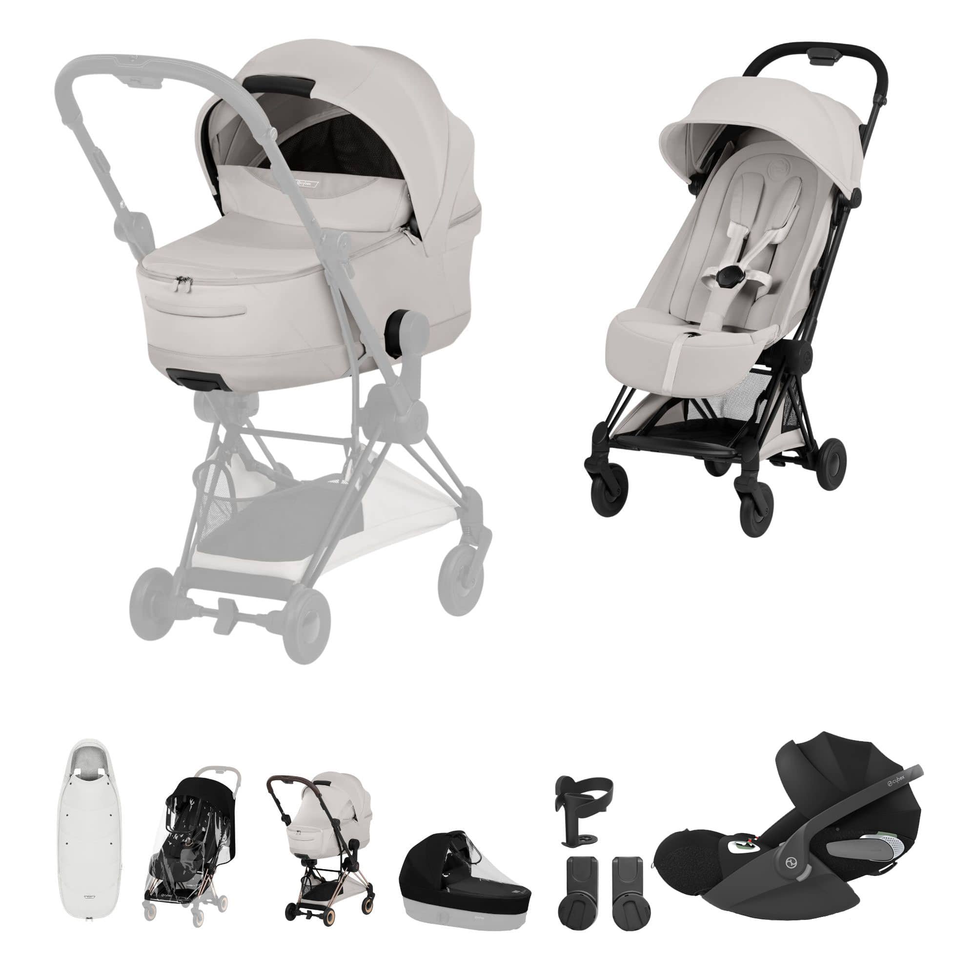Cybex Coya Ultimate Accessory Bundle - Style Collection in City Grey Travel Systems 22015-MB-CIT-GRY 4063846561308