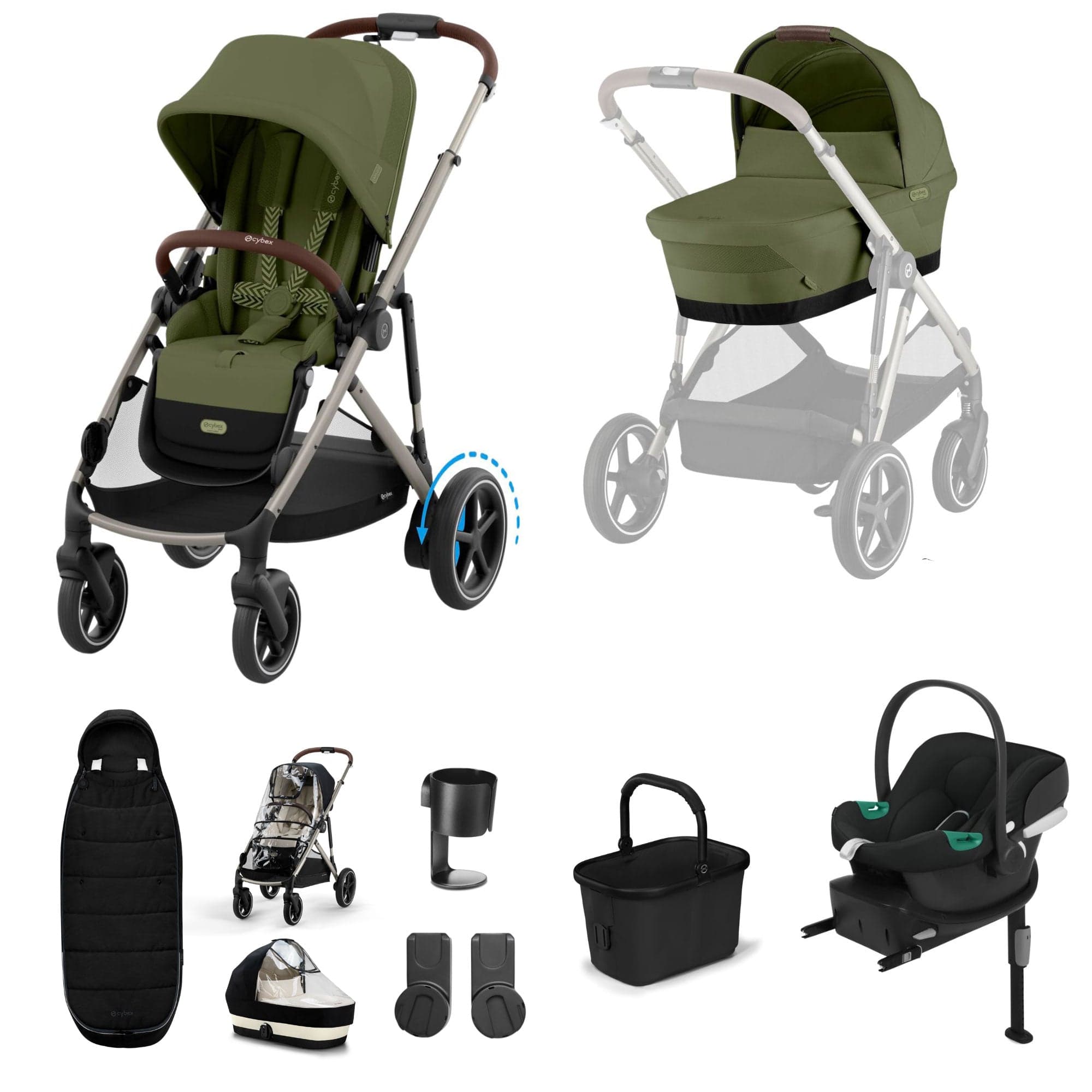Cybex eGazelle S Comfort Bundle in Moss Green Travel Systems 19529-eGAZ-COM-MOS-1