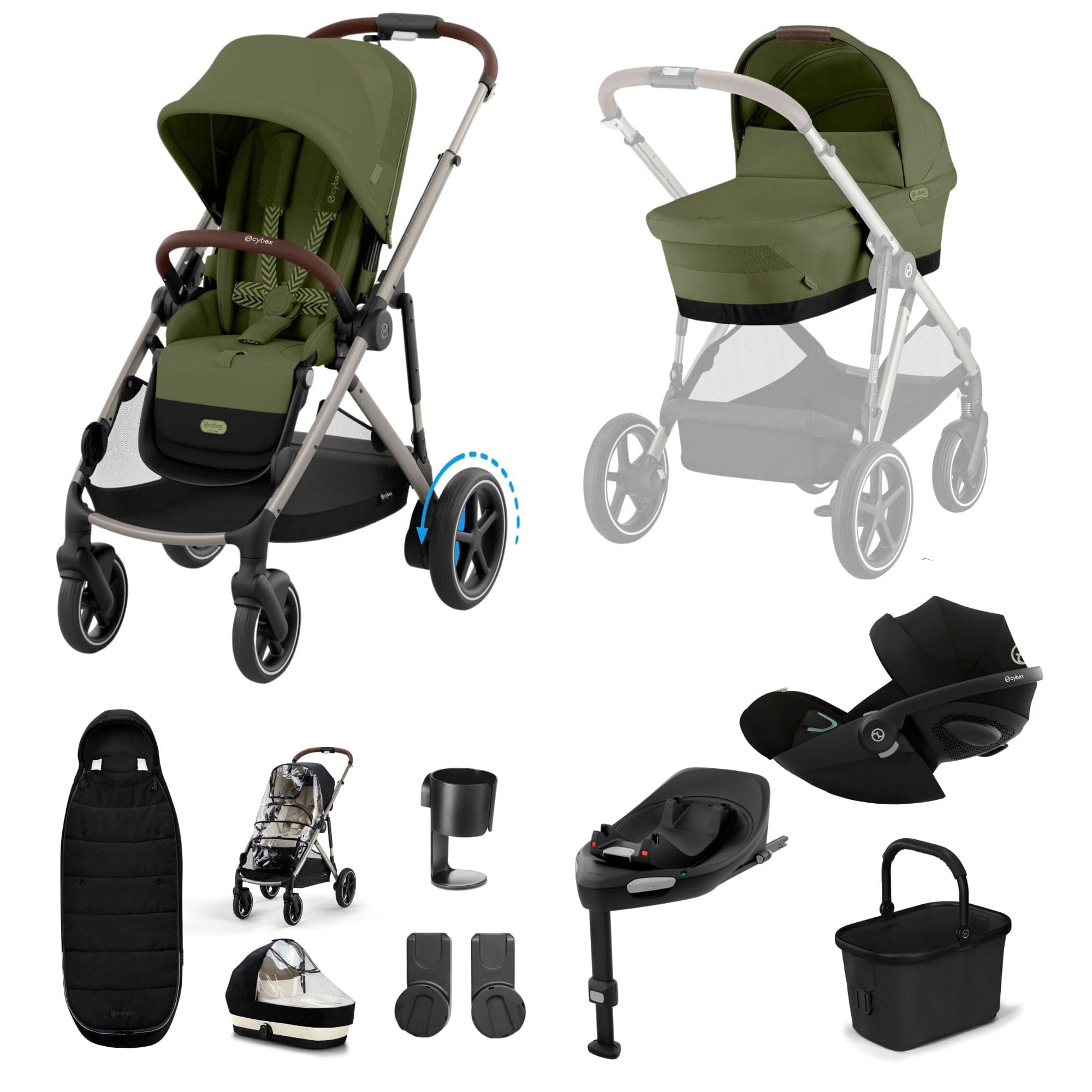 Cybex eGazelle S Luxury Bundle in Moss Green Travel Systems 19533-eGAZ-LUX-G-MOS-1 4063846511624