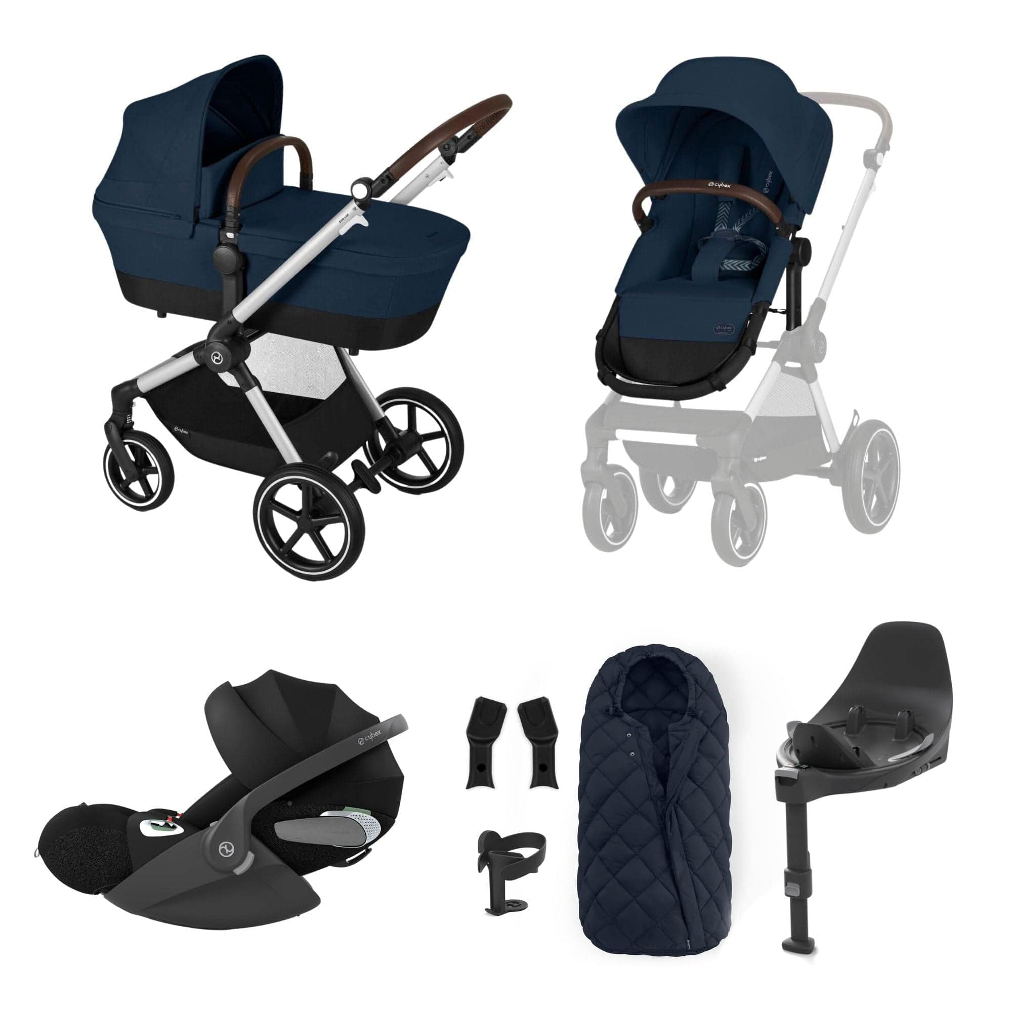 Cybex Eos Lux Luxury 9 Piece Bundle in Ocean Blue Travel Systems 14537-SLV-OCE-BLU 4063846368686
