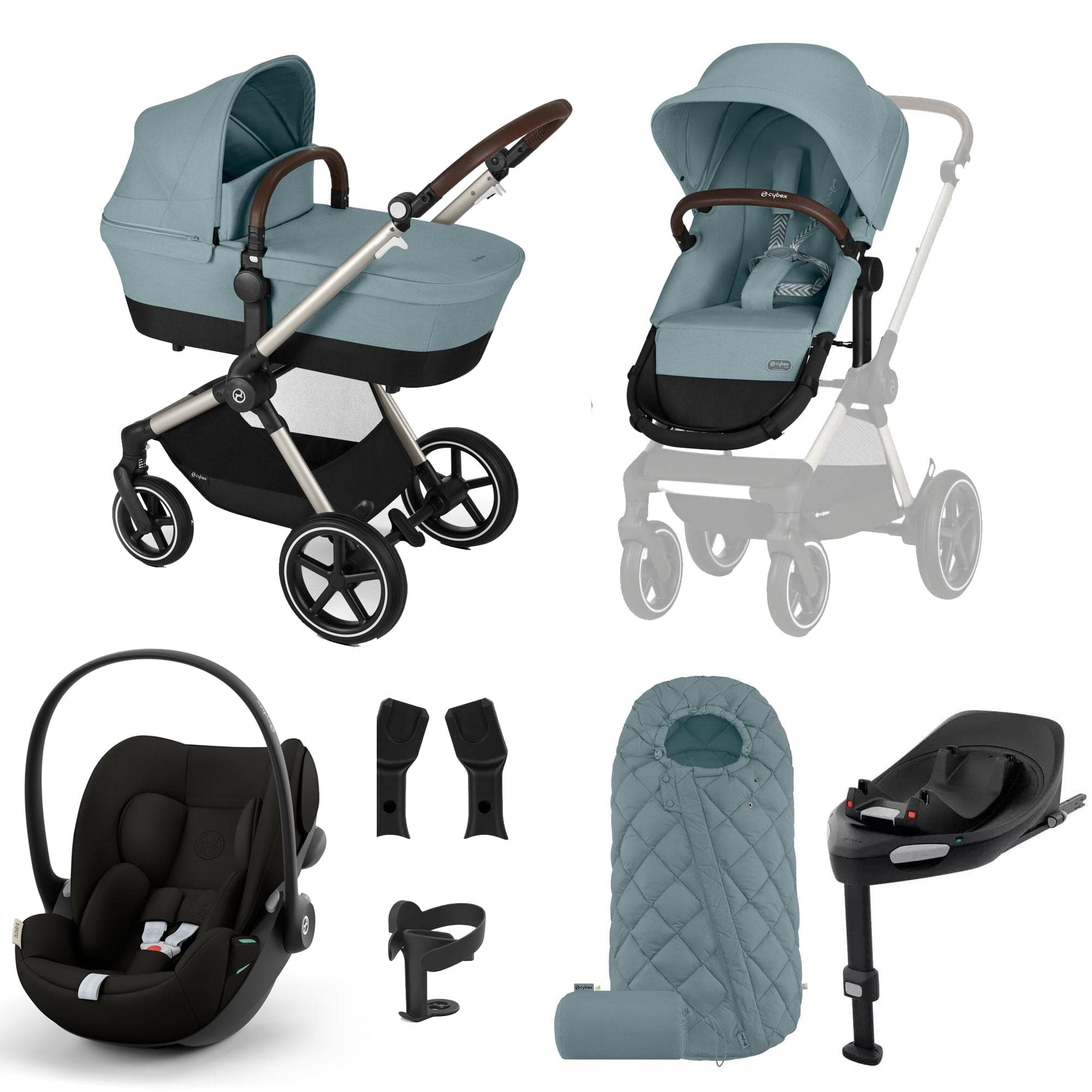 Cybex Eos Lux Luxury 9 Piece Bundle in Stormy Blue Travel Systems 18459-STO-BLU 4063846478026