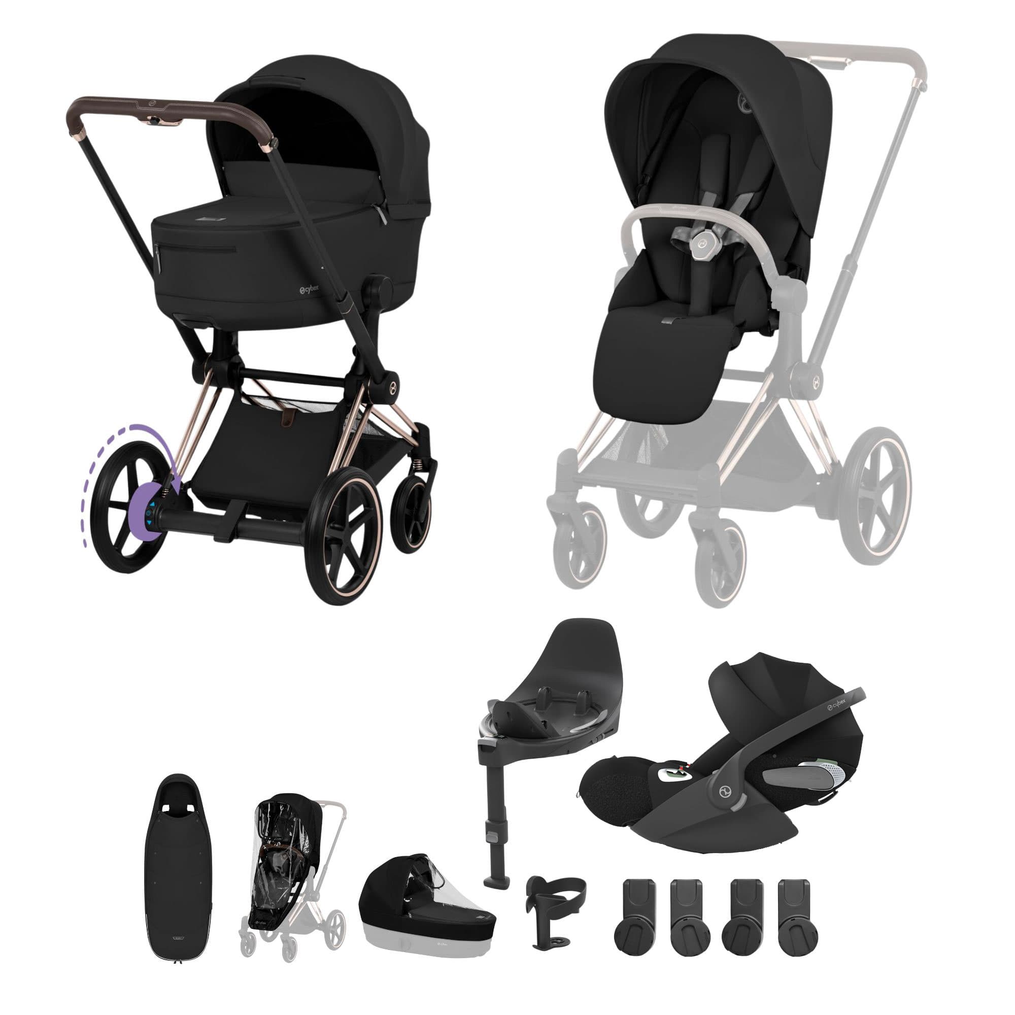 Cybex ePriam Ultimate Accessory Bundle - Comfort Collection in Sepia Black Travel Systems 21971-RG-BLK 4063846549436