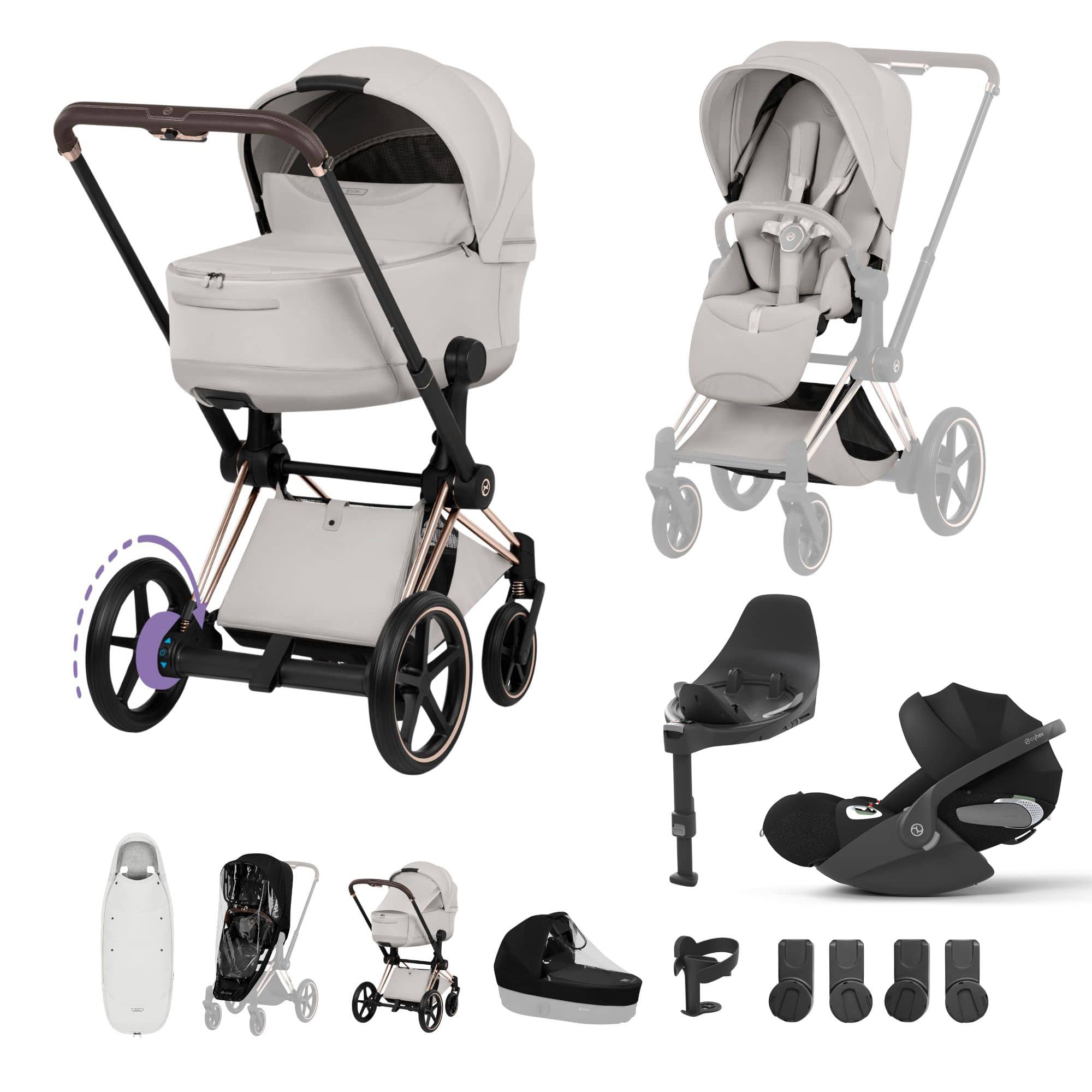 Cybex ePriam Ultimate Accessory Bundle - Style Collection in City Grey Travel Systems 21921-RG-CIT-GRY 4063846550982