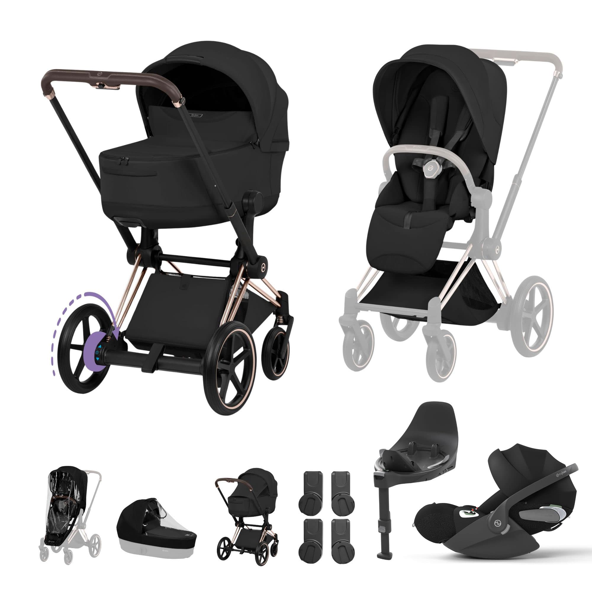 Cybex ePriam Ultimate Bundle - Style Collection in Sepia Black Travel Systems 21894-RG-BLK 4063846550920