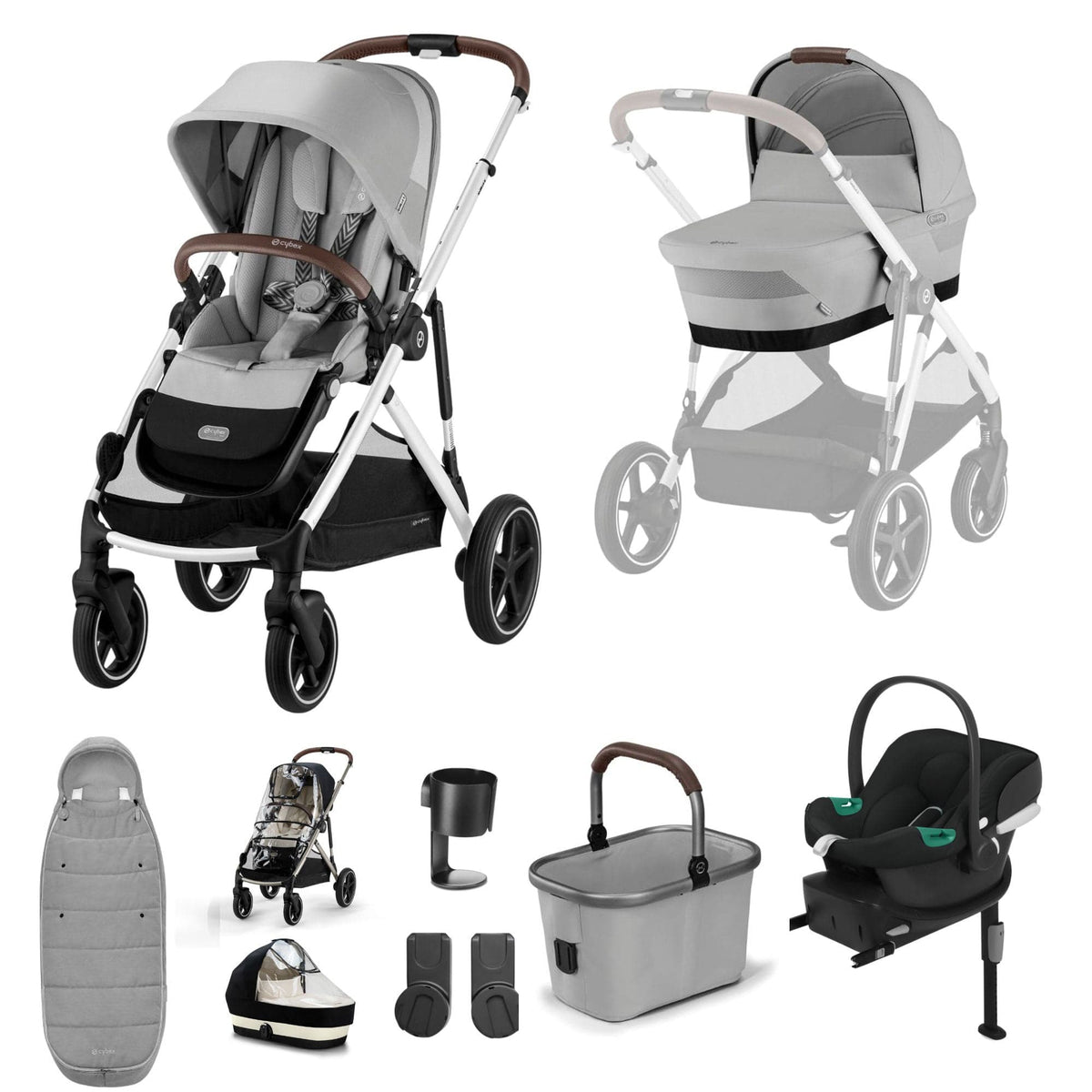 Cybex Gazelle S Comfort Bundle in Silver/Stone Grey Travel Systems 18489-STO-GRY-1 4063846478071