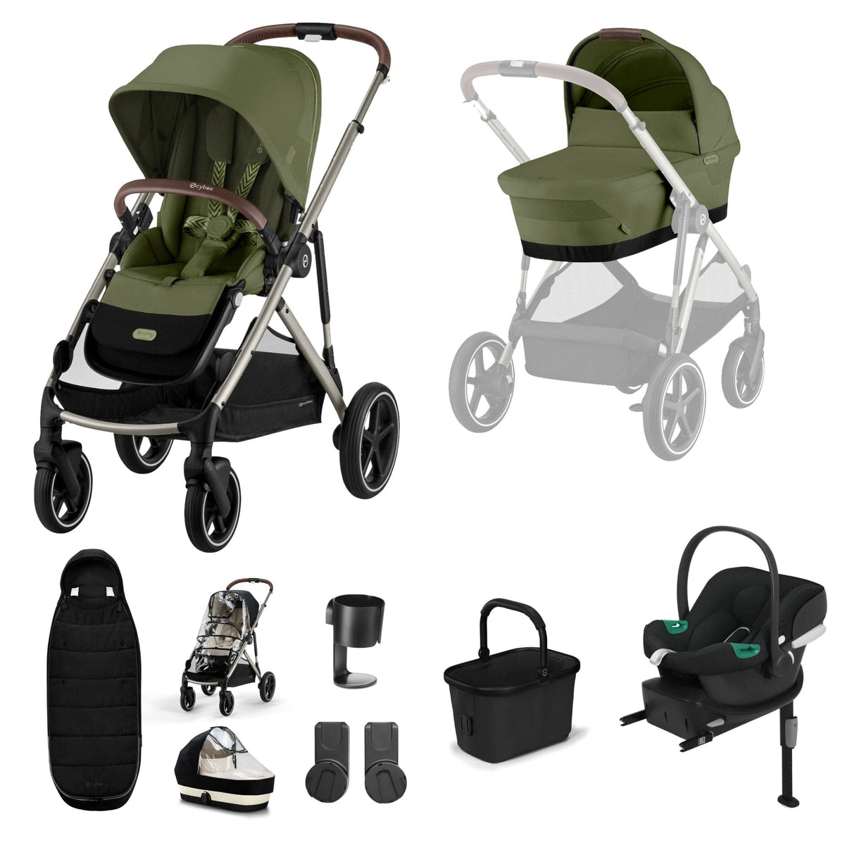 Cybex Gazelle S Comfort Bundle in Taupe/Moss Green Travel Systems 19495-GAZ-COM-MOS-1