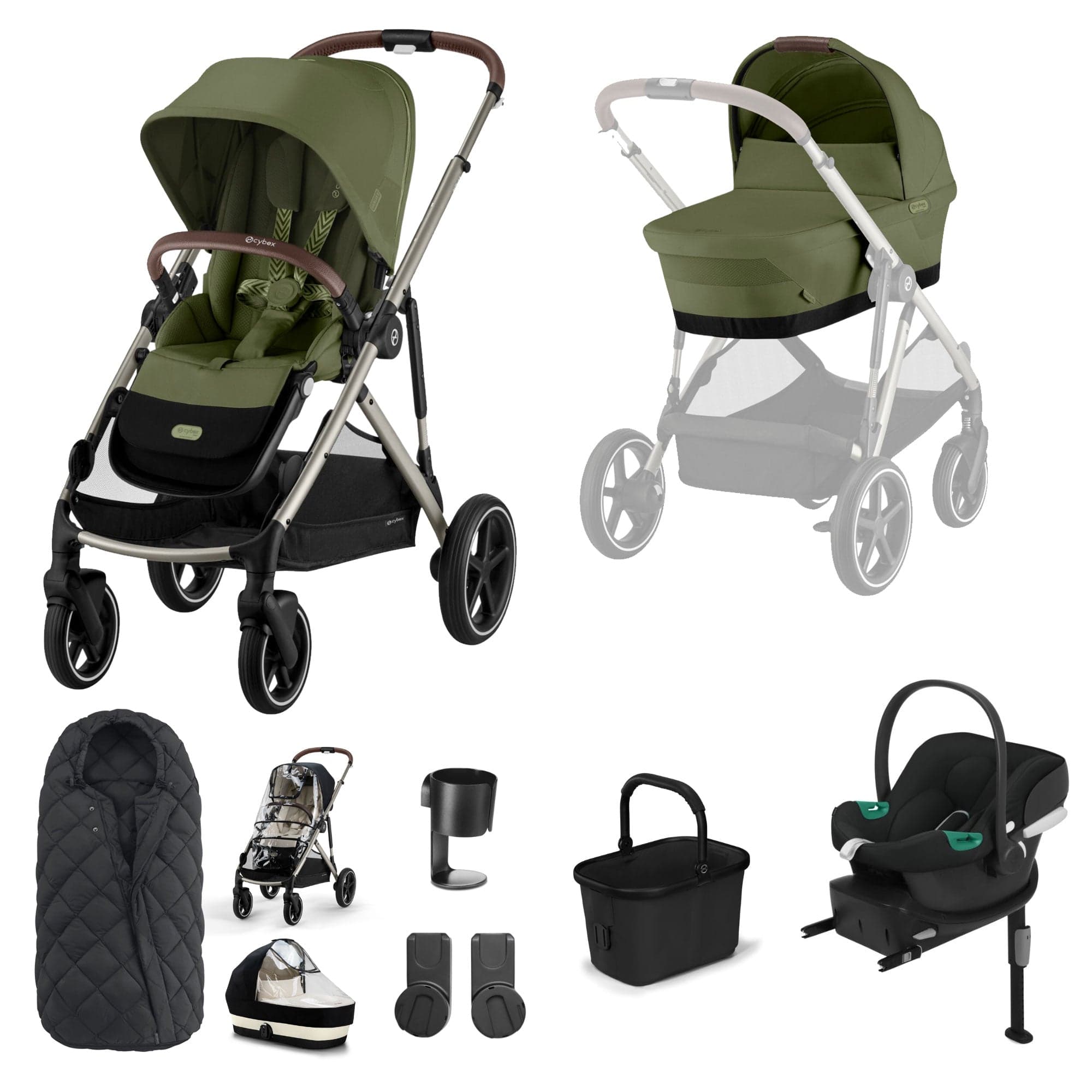 Cybex Gazelle S Comfort Bundle in Taupe/Moss Green Travel Systems 19495-GAZ-COM-MOS-2