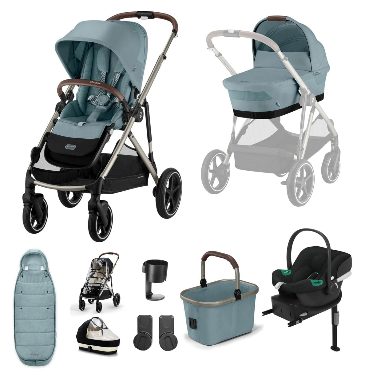 Cybex Gazelle S Comfort Bundle in Taupe/Stormy Blue Travel Systems 18492-STO-BLU-1 4063846478125