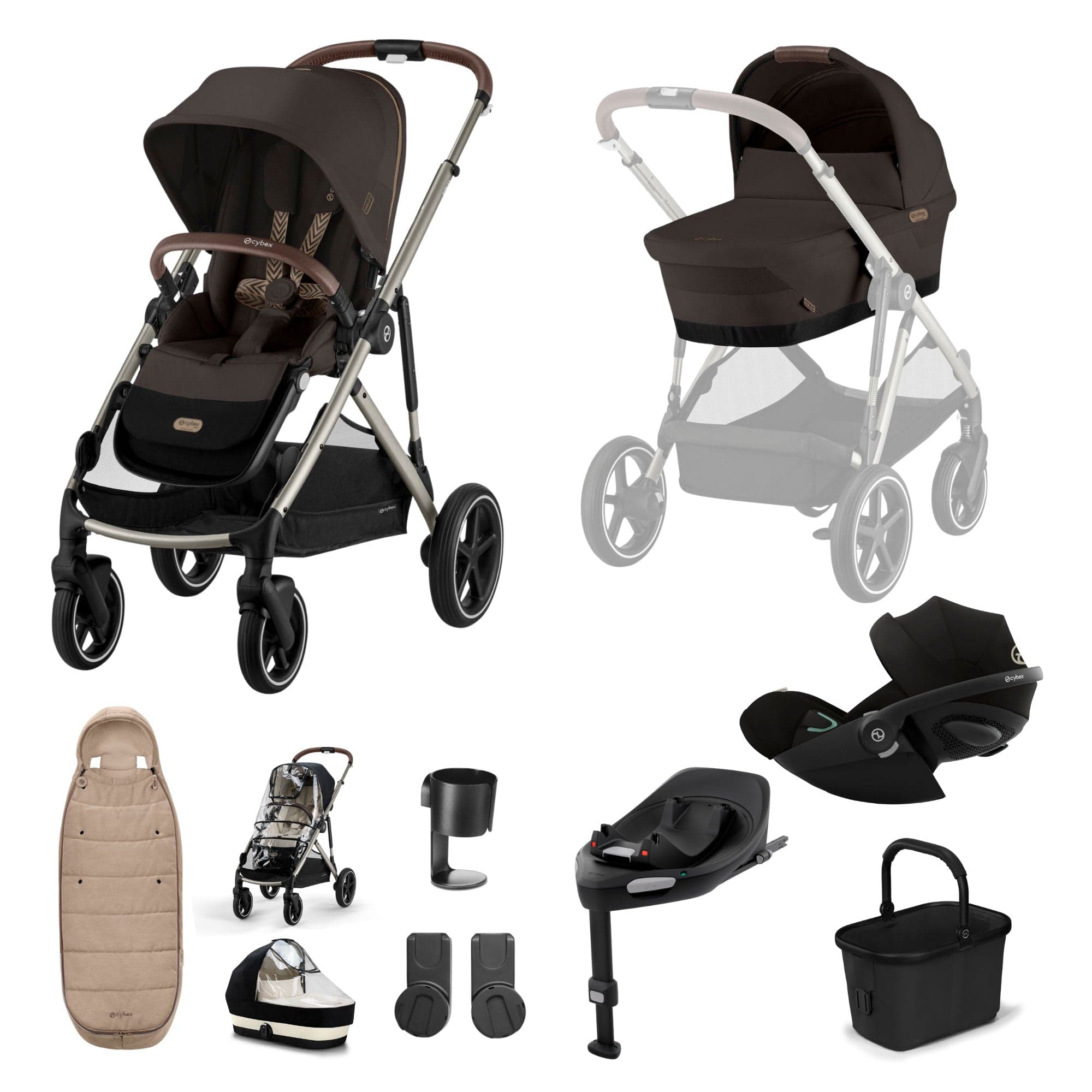 Cybex Gazelle S Luxury Bundle in Taupe/Chocolate Brown Travel Systems 19515-GAZ-LUX-G-CHB-2 4063846511389