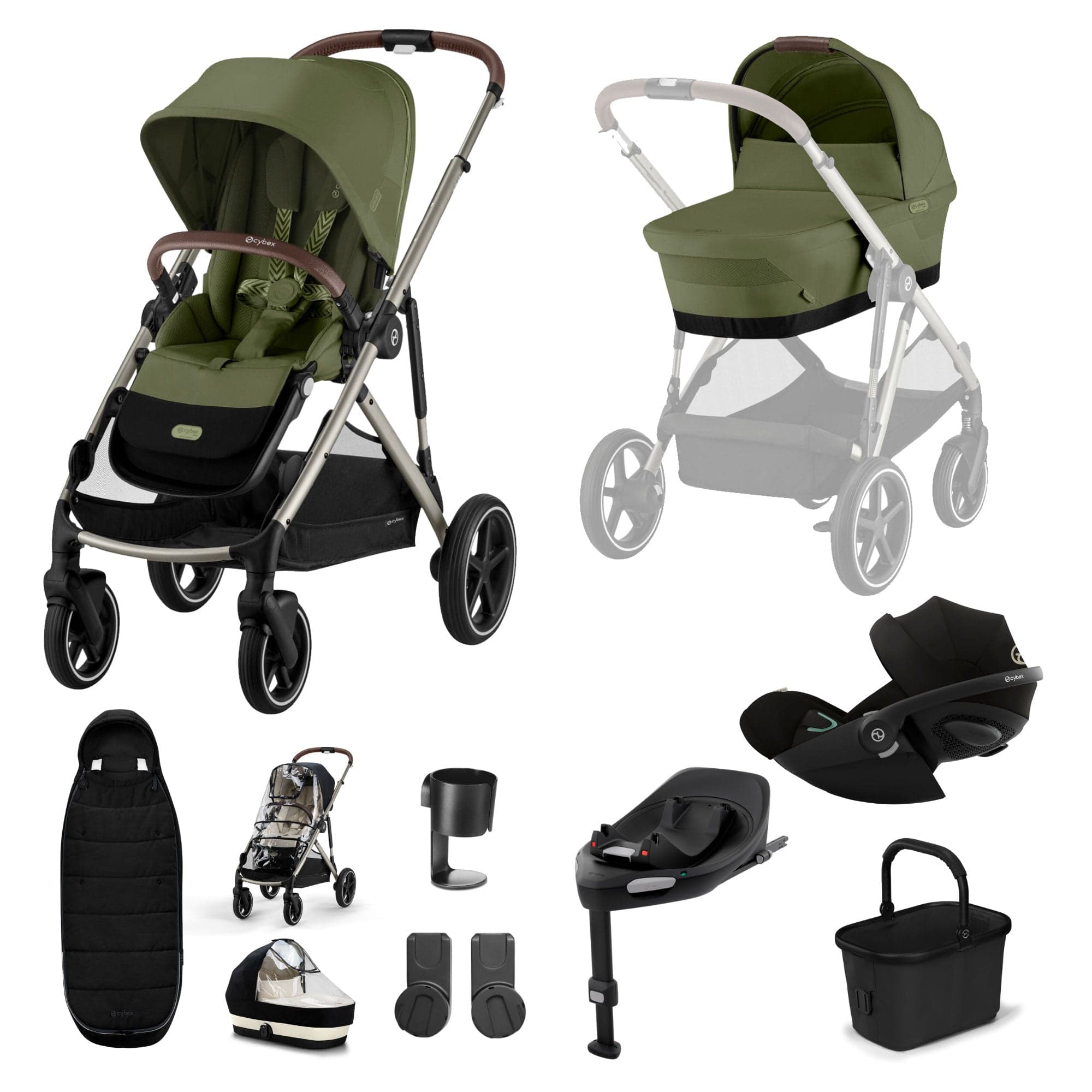 Cybex Gazelle S Luxury Bundle in Taupe/Moss Green Travel Systems 19497-GAZ-LUX-G-MOS-1 4063846511334