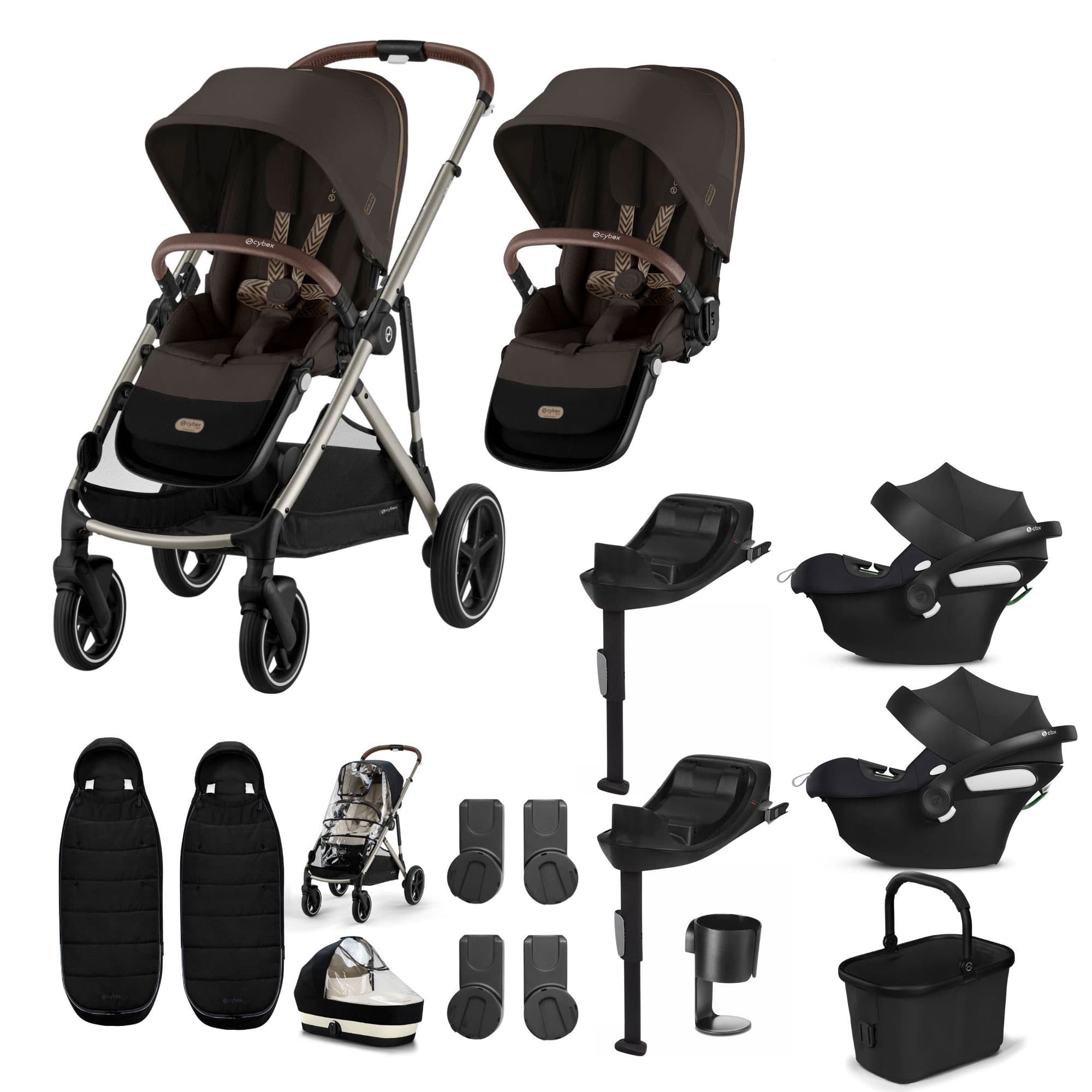 Cybex Gazelle S Twin Comfort Pushchair Bundle in Chocolate Brown Travel Systems 20380-TWN-COM-CHO-1 4063846511662